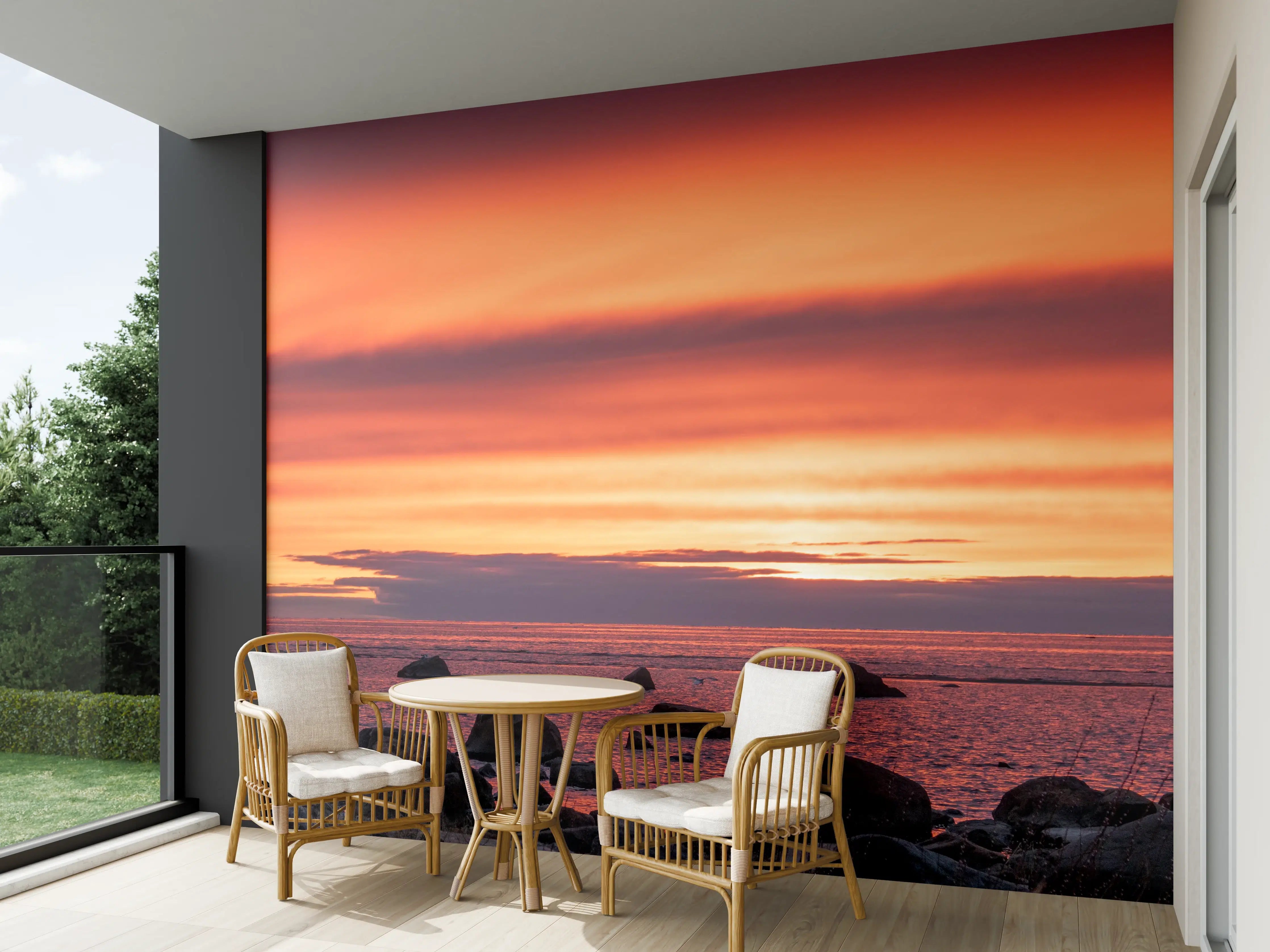 Wandverkleidung außen - Schöner Sonnenuntergang am Meer
