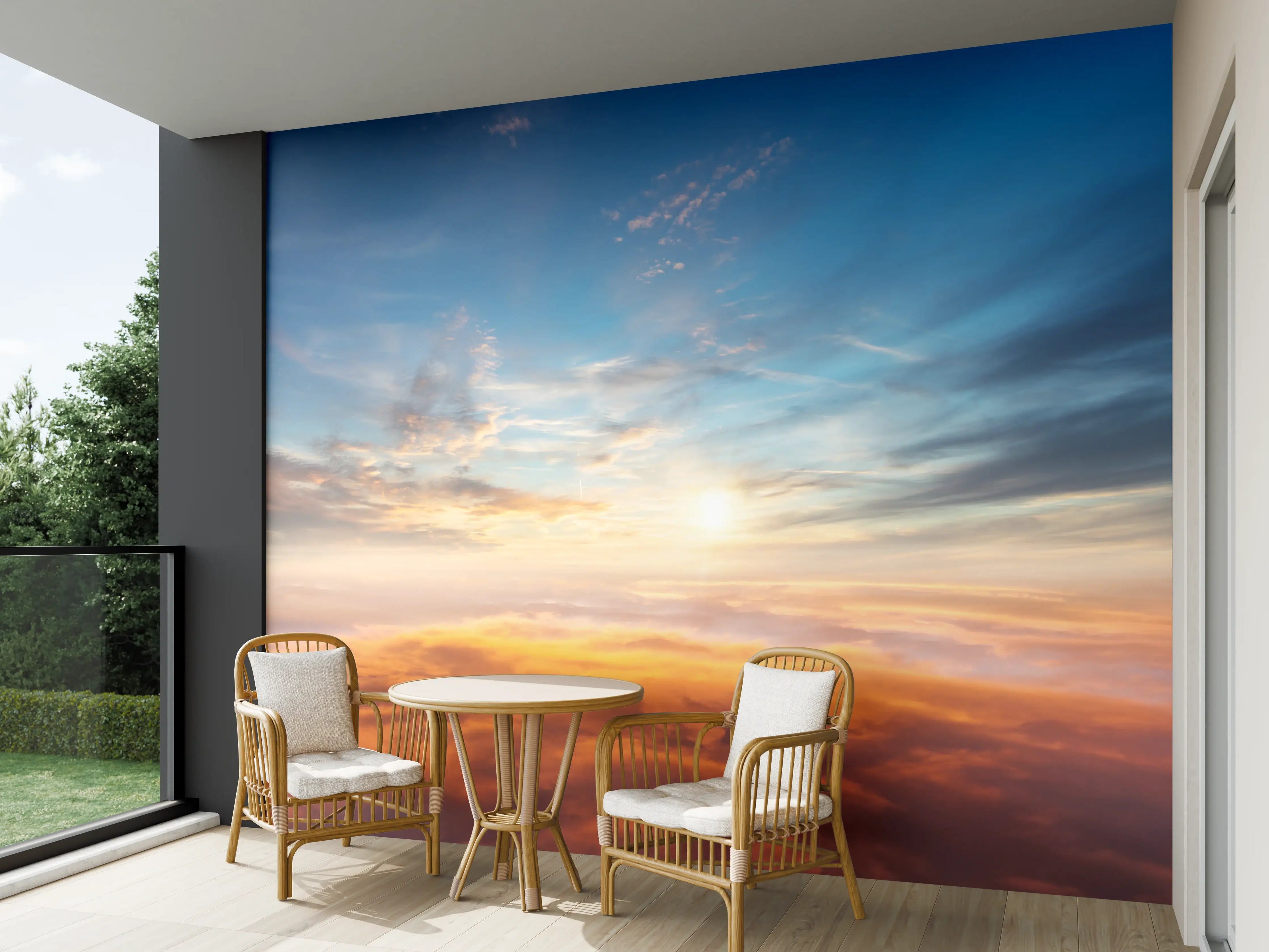 Wandverkleidung außen - Schöner Sonnenuntergang über den Wolken