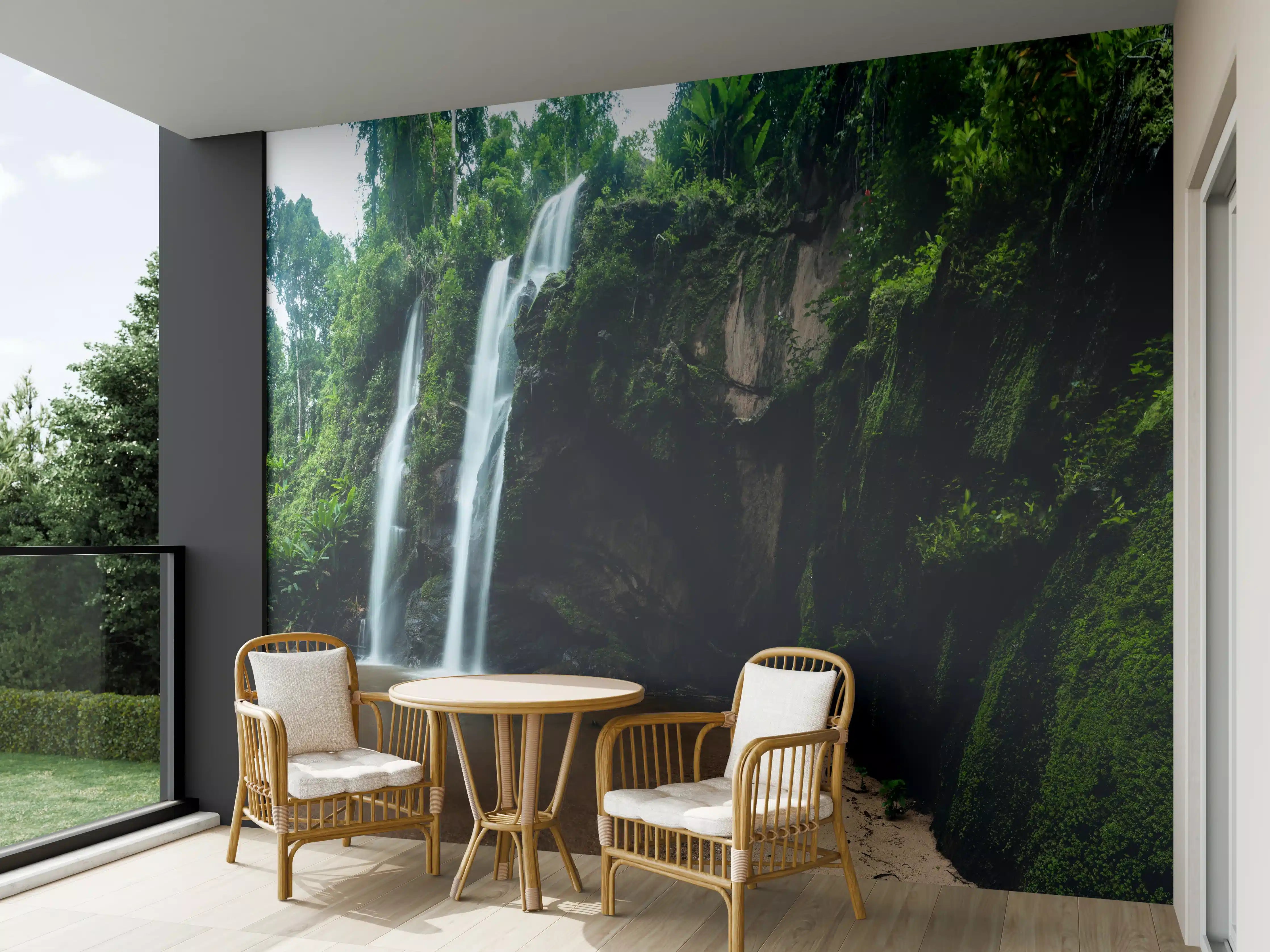 Wandverkleidung außen - Schöner Wasserfall im Dschungel