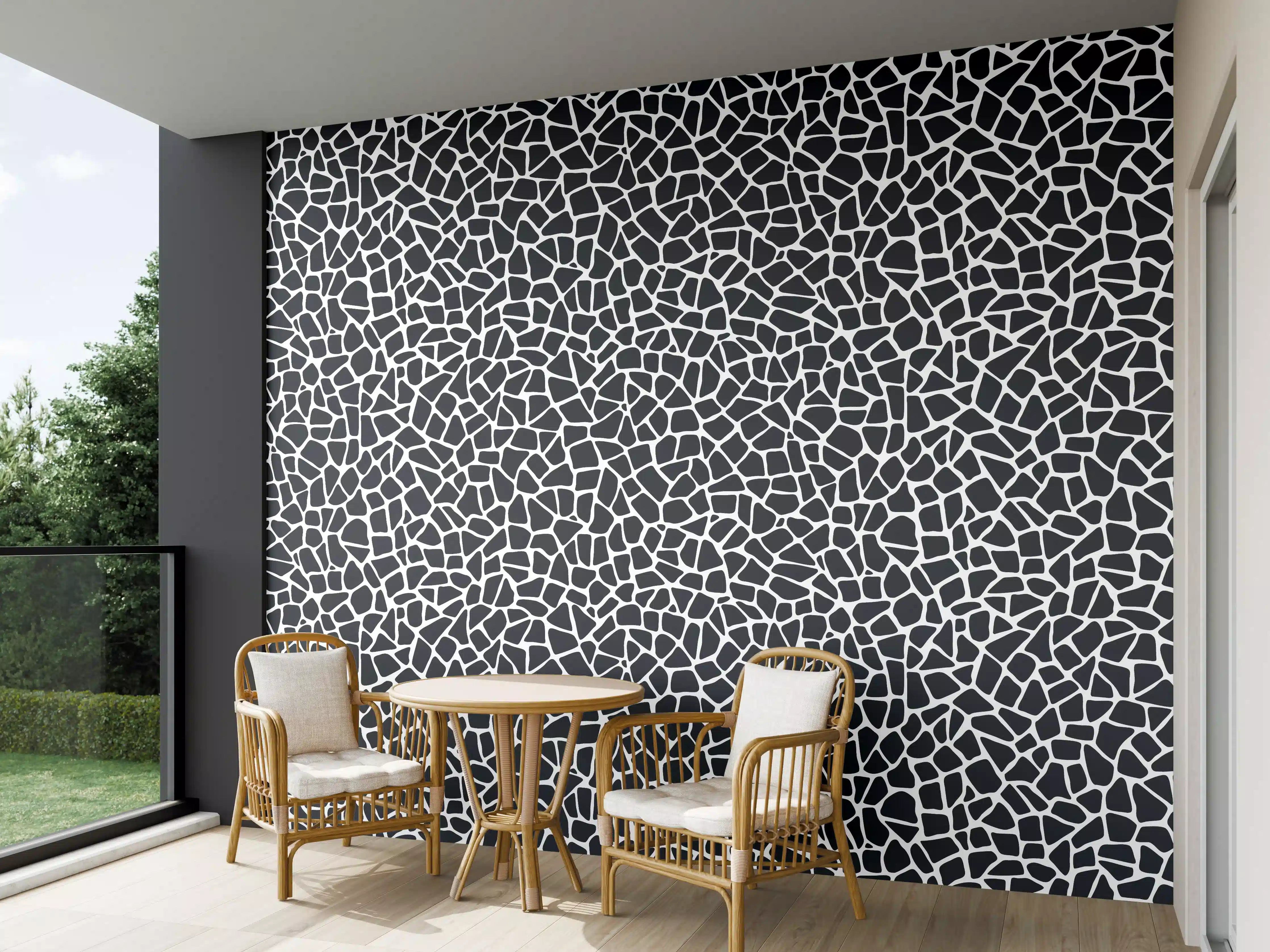 Wandverkleidung außen - Schwarz-Grau-Mosaik-Design