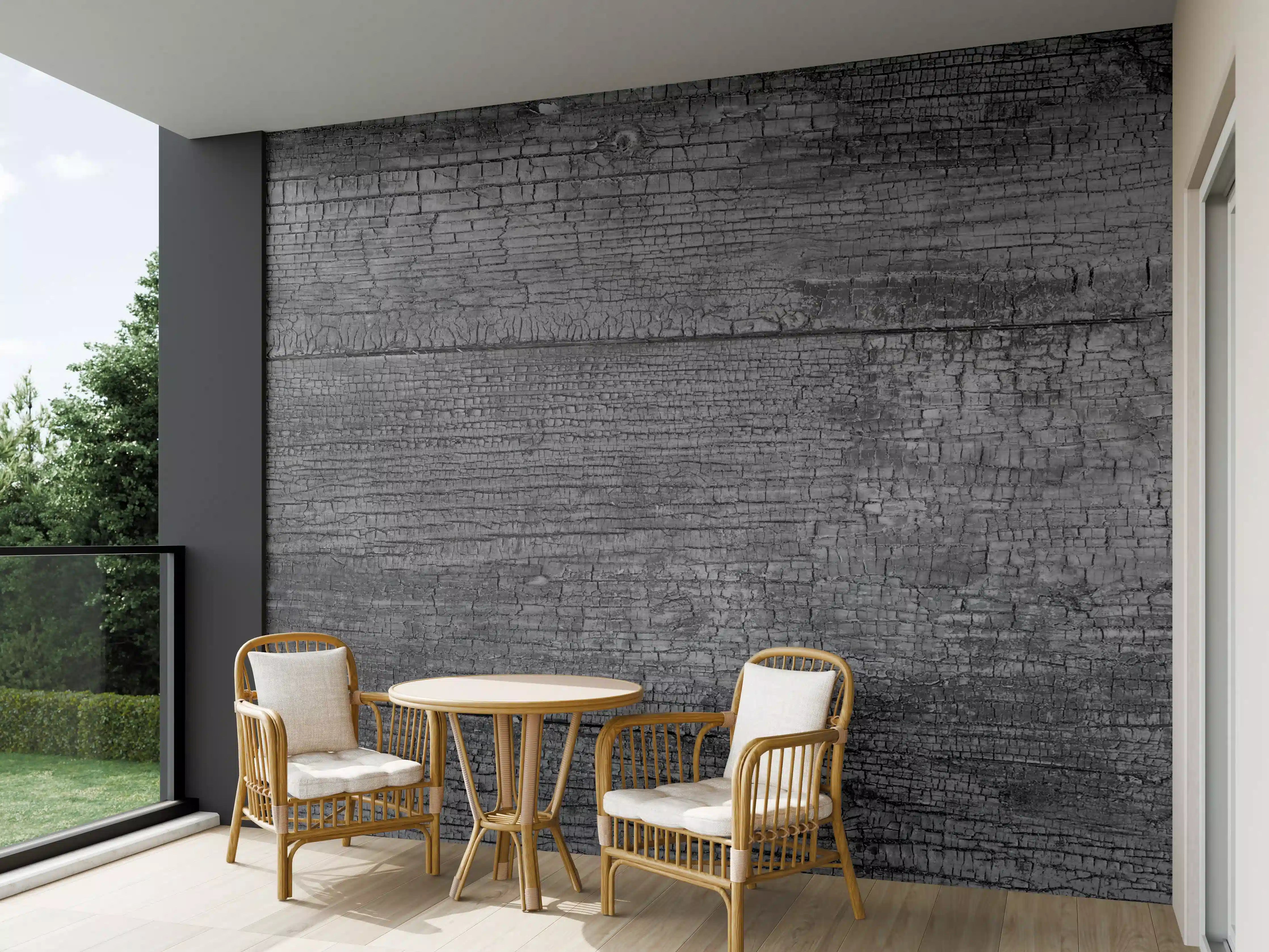 Wandverkleidung außen - Schwarz-Graue Holztextur