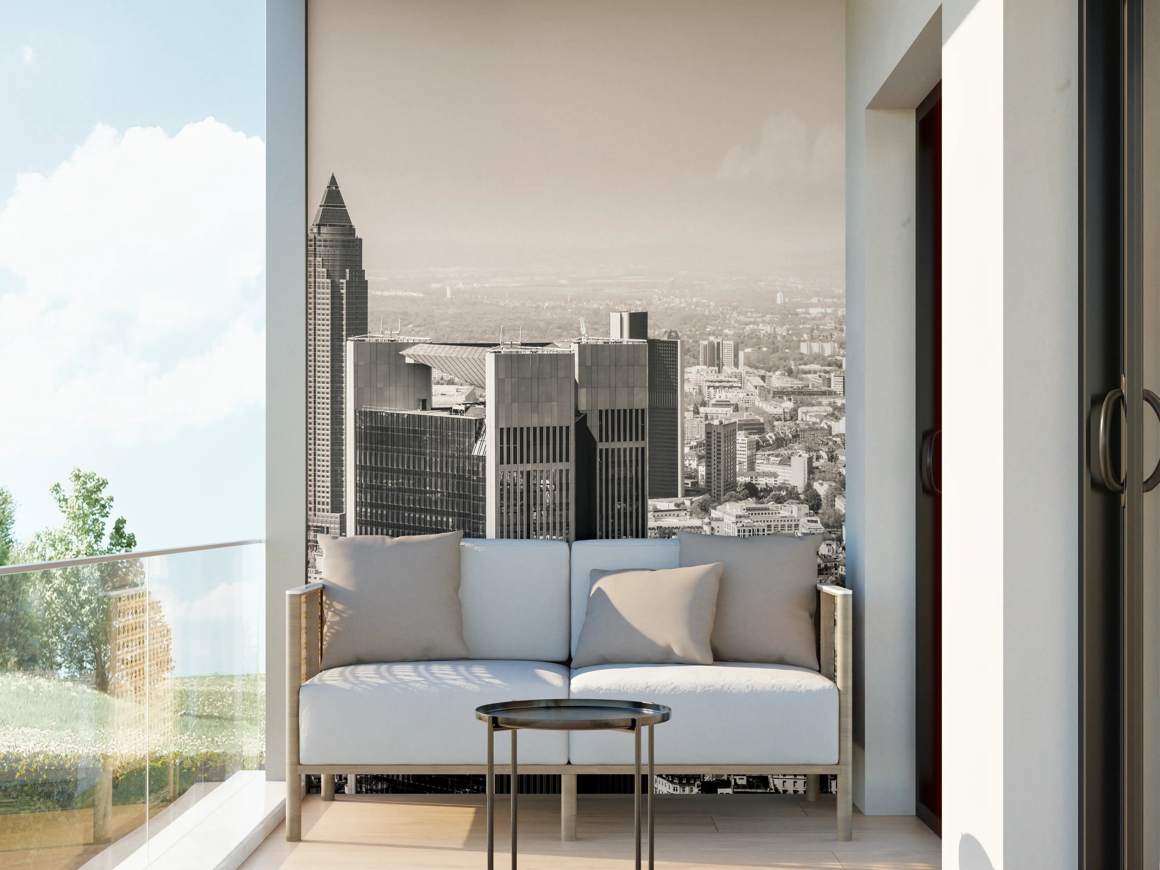 Wandverkleidung außen - Schwarz-Weiß Skyline Panorama