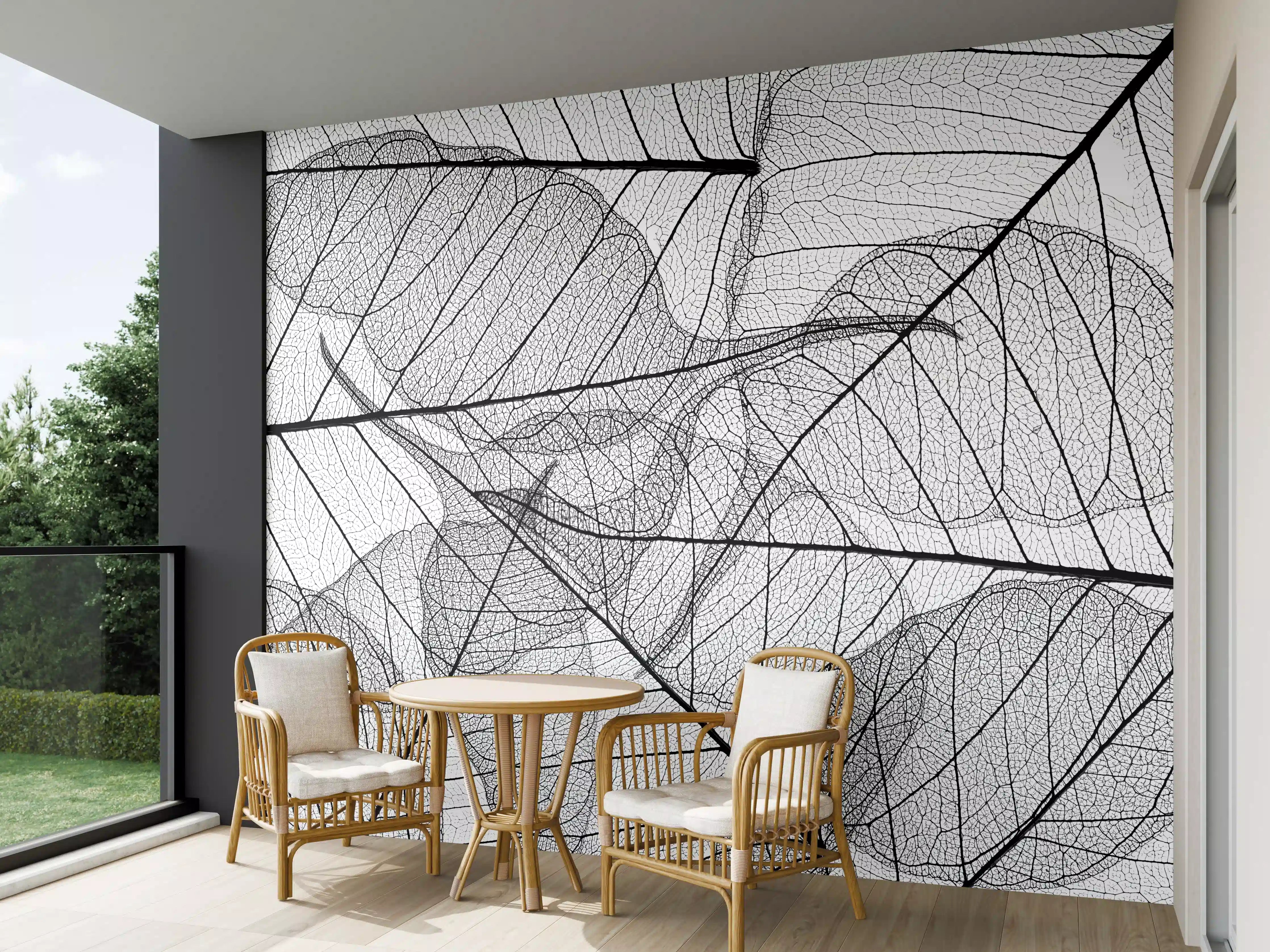 Wandverkleidung außen - Schwarz-Weiße Blatttextur