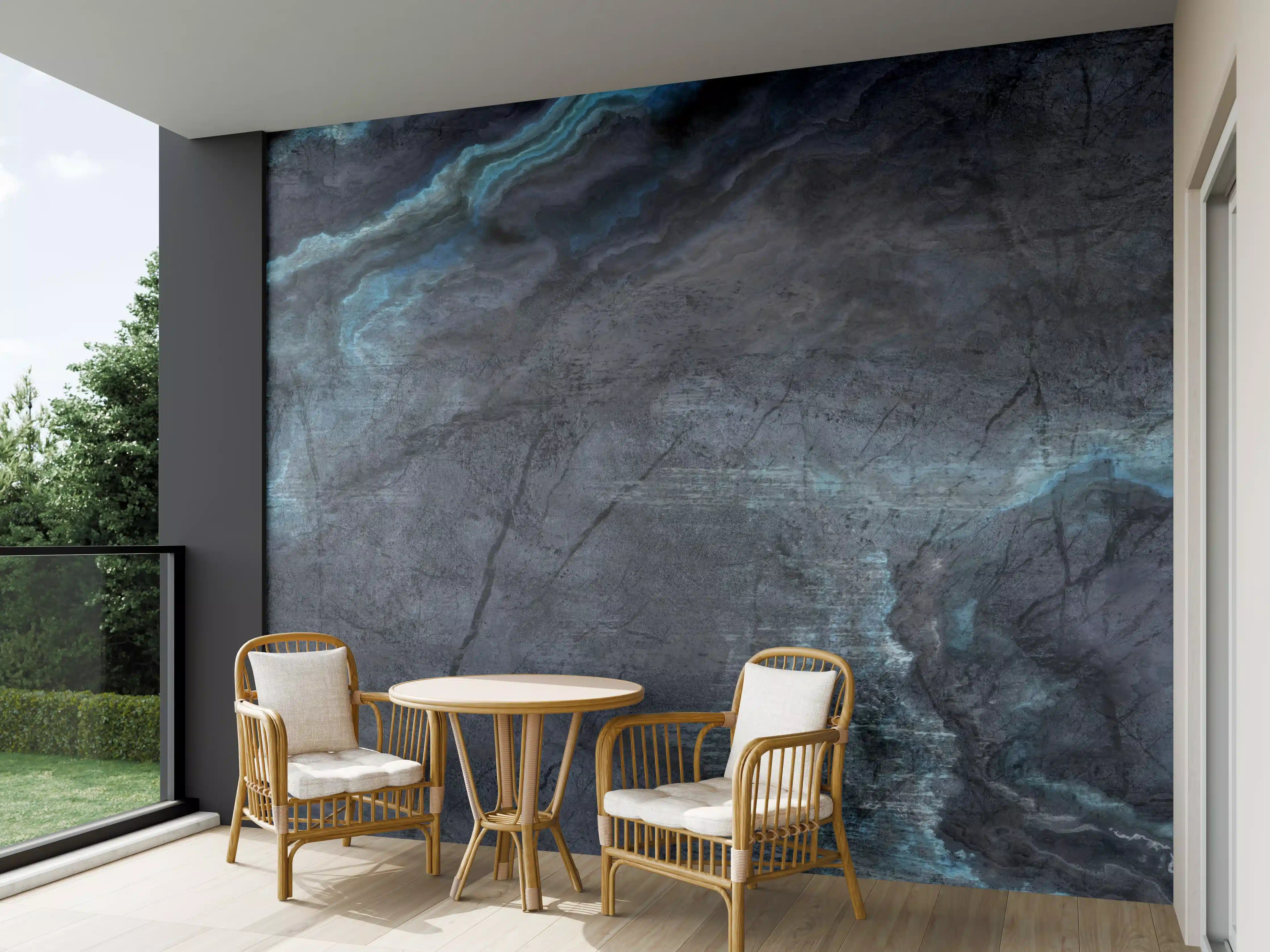 Wandverkleidung außen - Schwarz-blauer Steinhintergrund