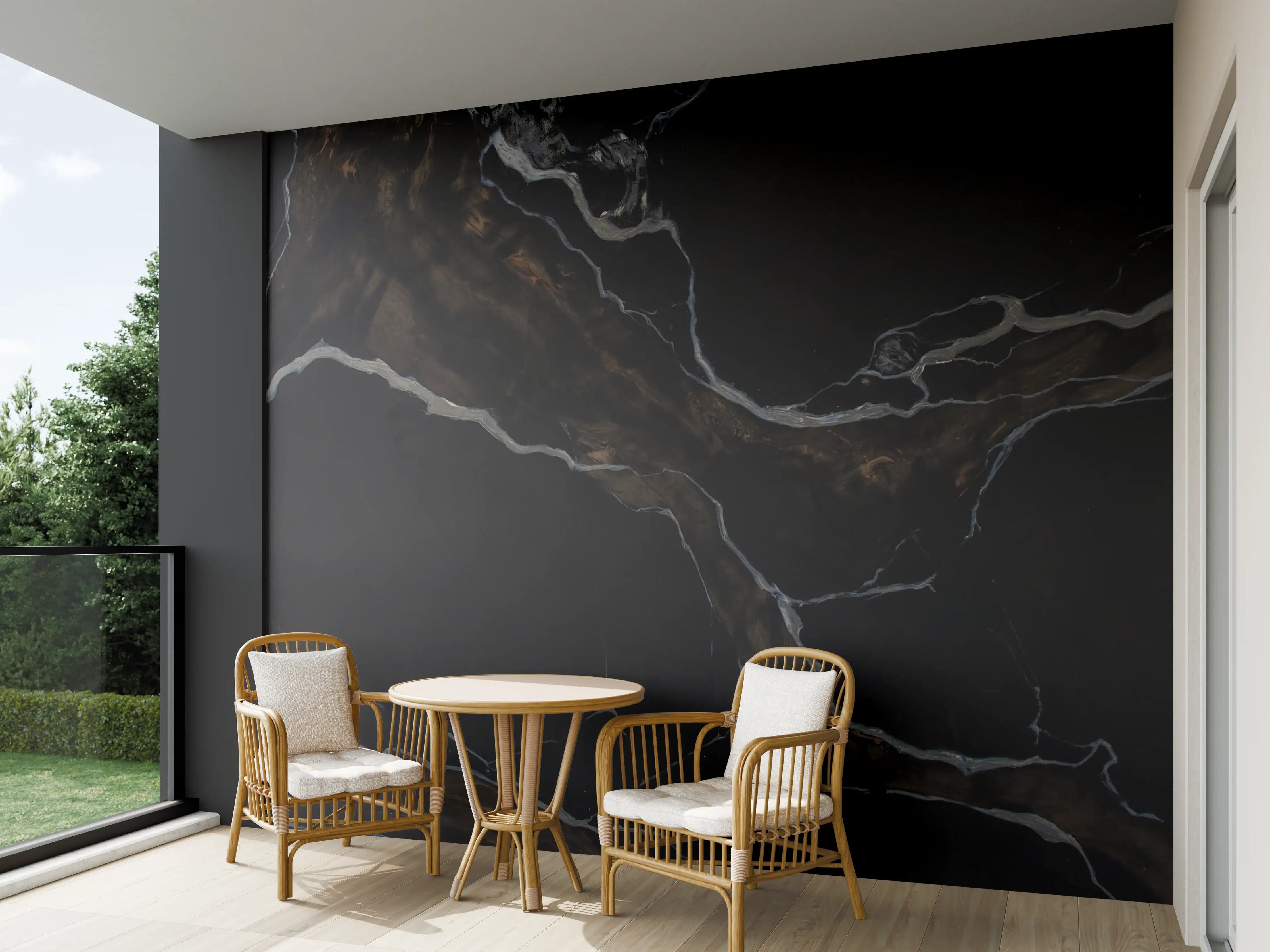 Wandverkleidung außen - Schwarz-brauner Marmor