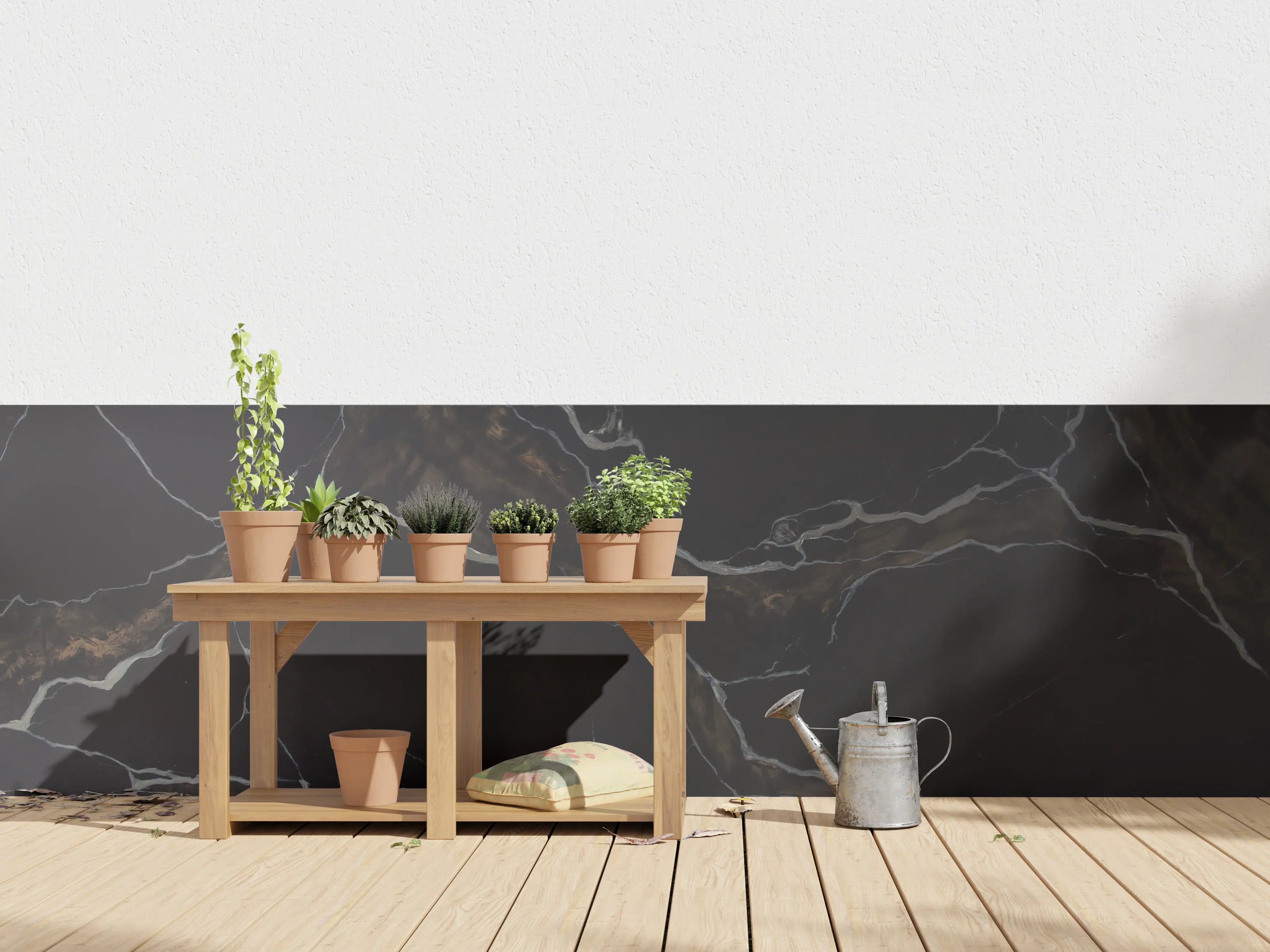 Wandverkleidung außen - Schwarz-brauner Marmor