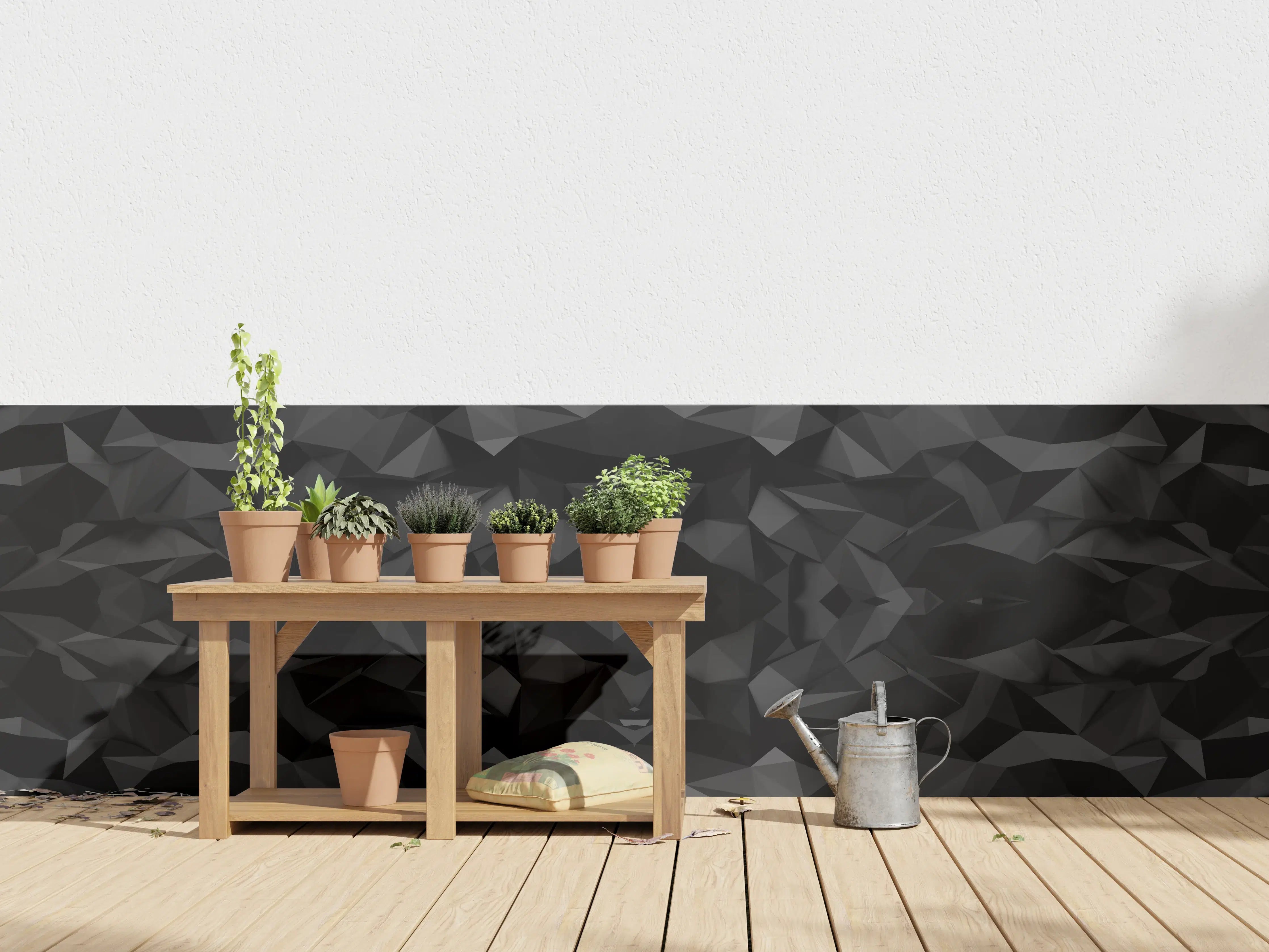 Wandverkleidung außen - Schwarz-geometrisches Design mit Dreiecken