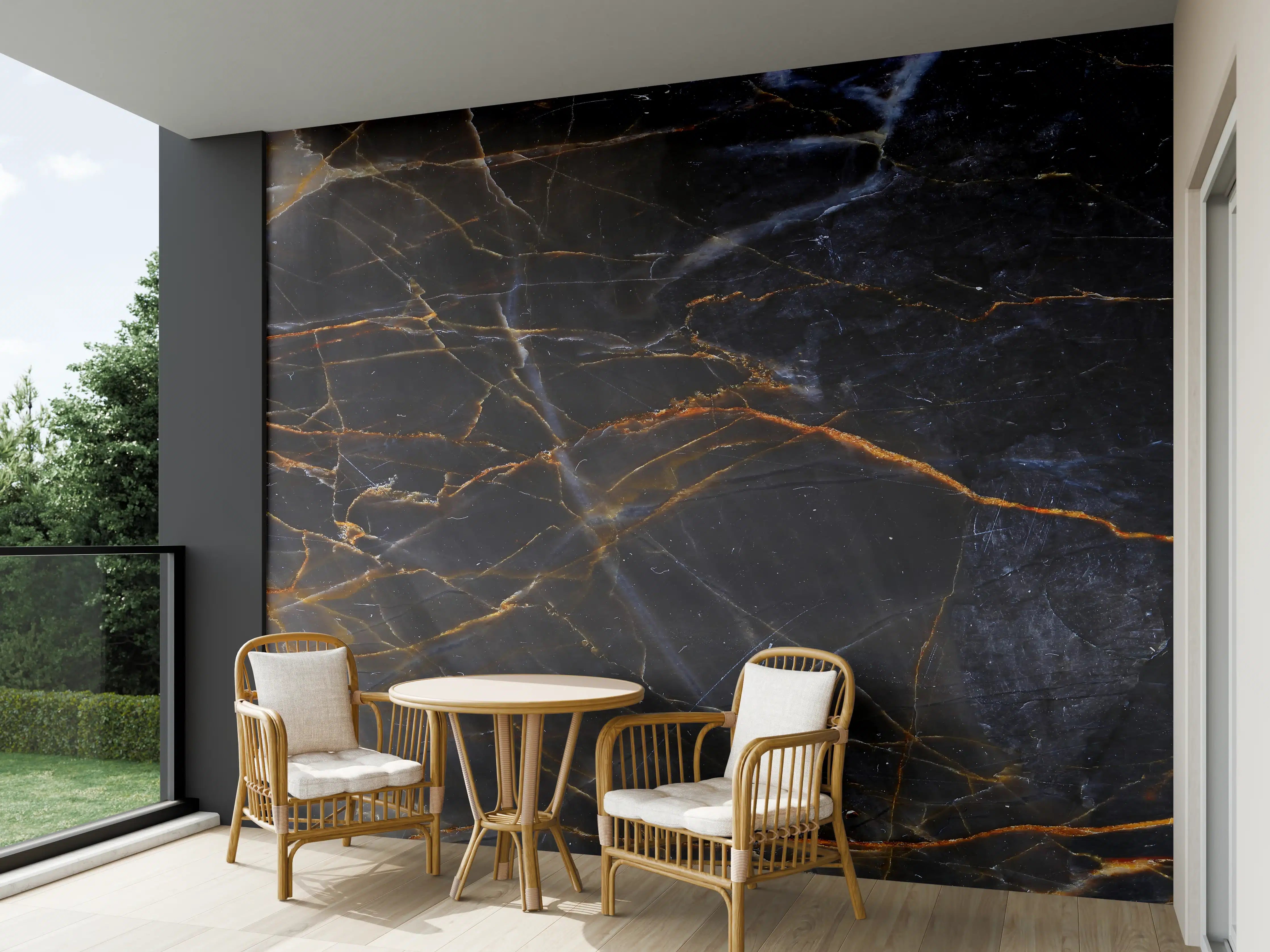 Wandverkleidung außen - Schwarz und braune Marmor Textur aus Russland