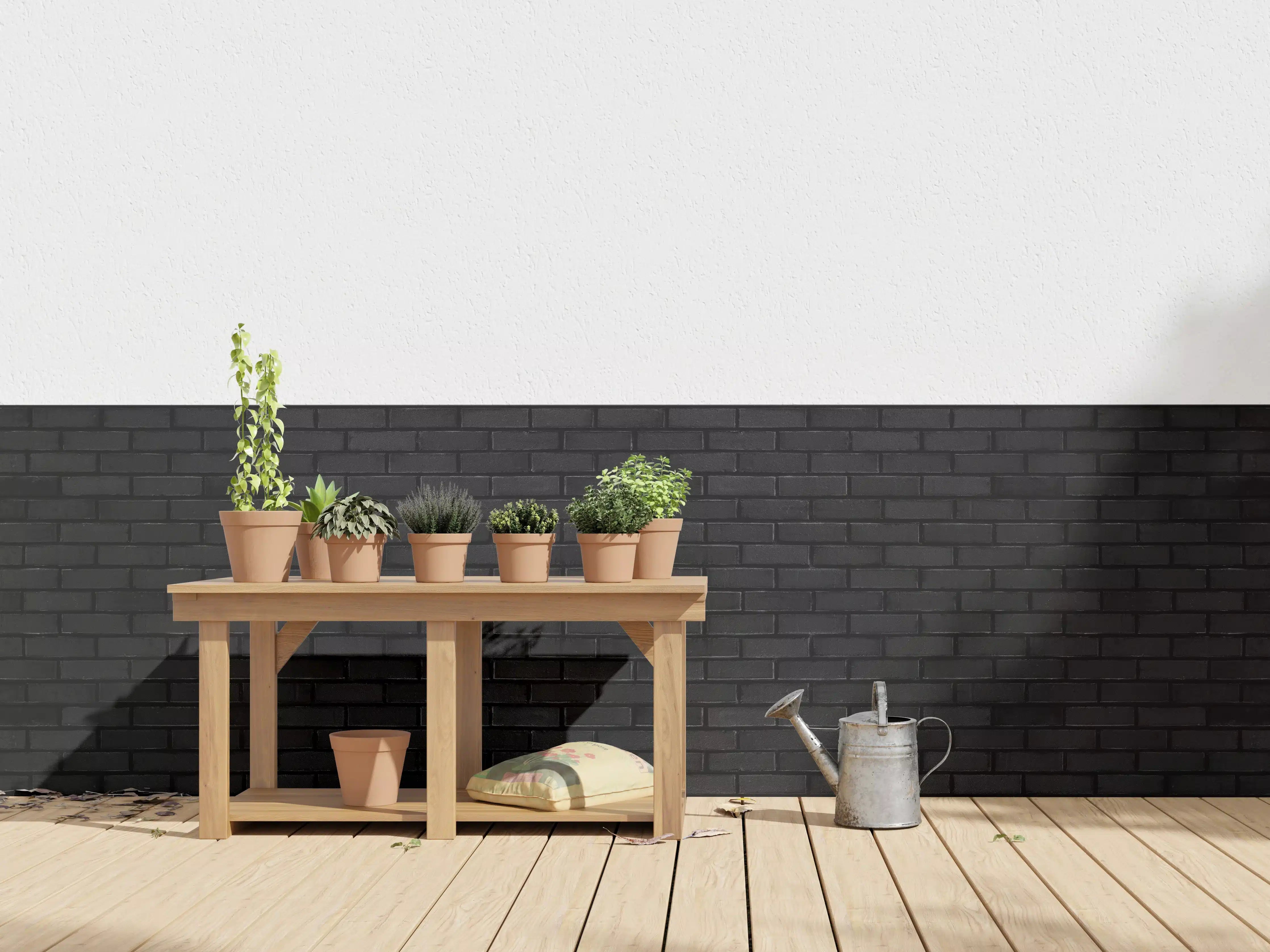 Wandverkleidung außen - Schwarze Backsteinmauer 1