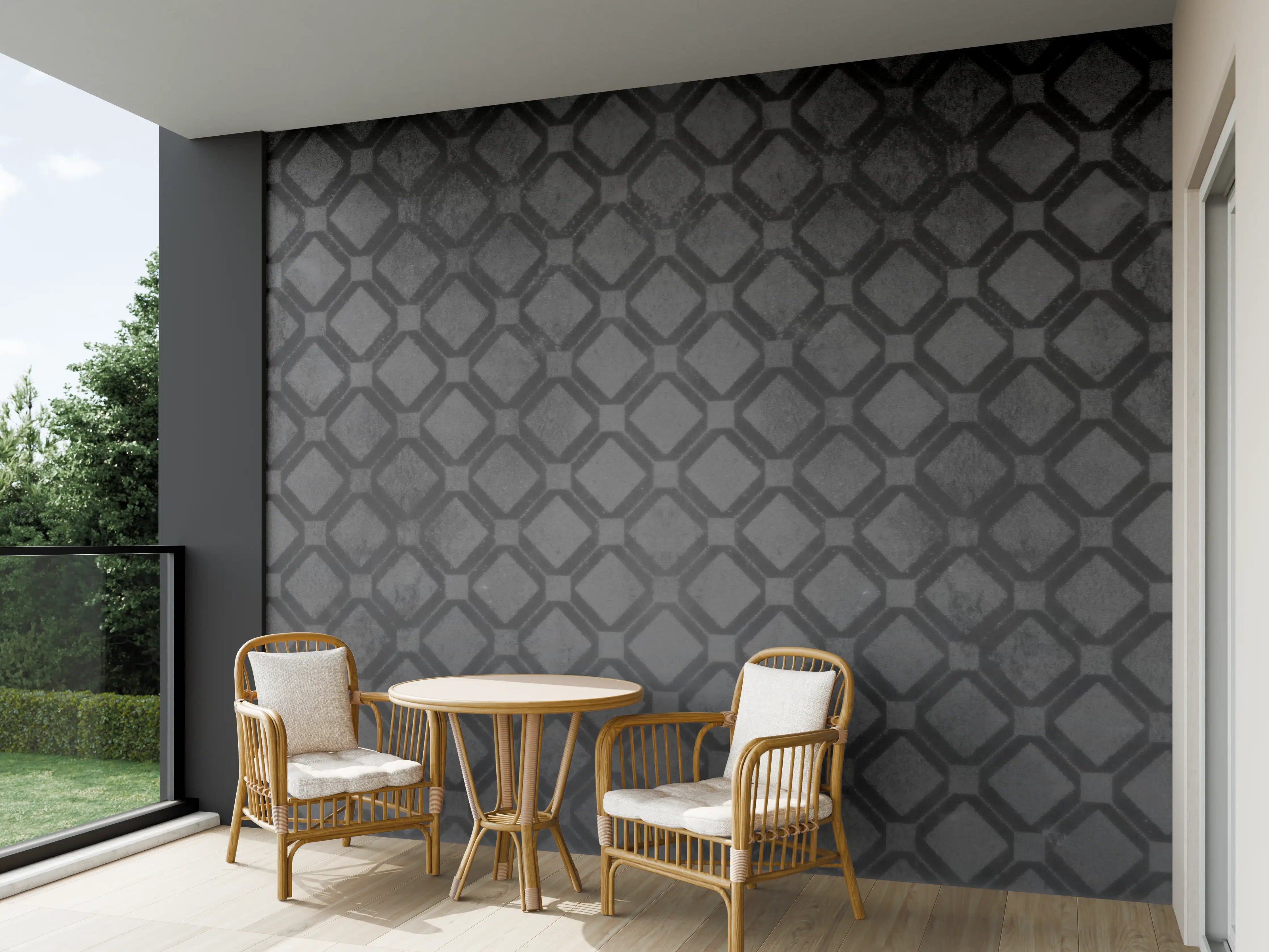 Wandverkleidung außen - Schwarze Raute Muster