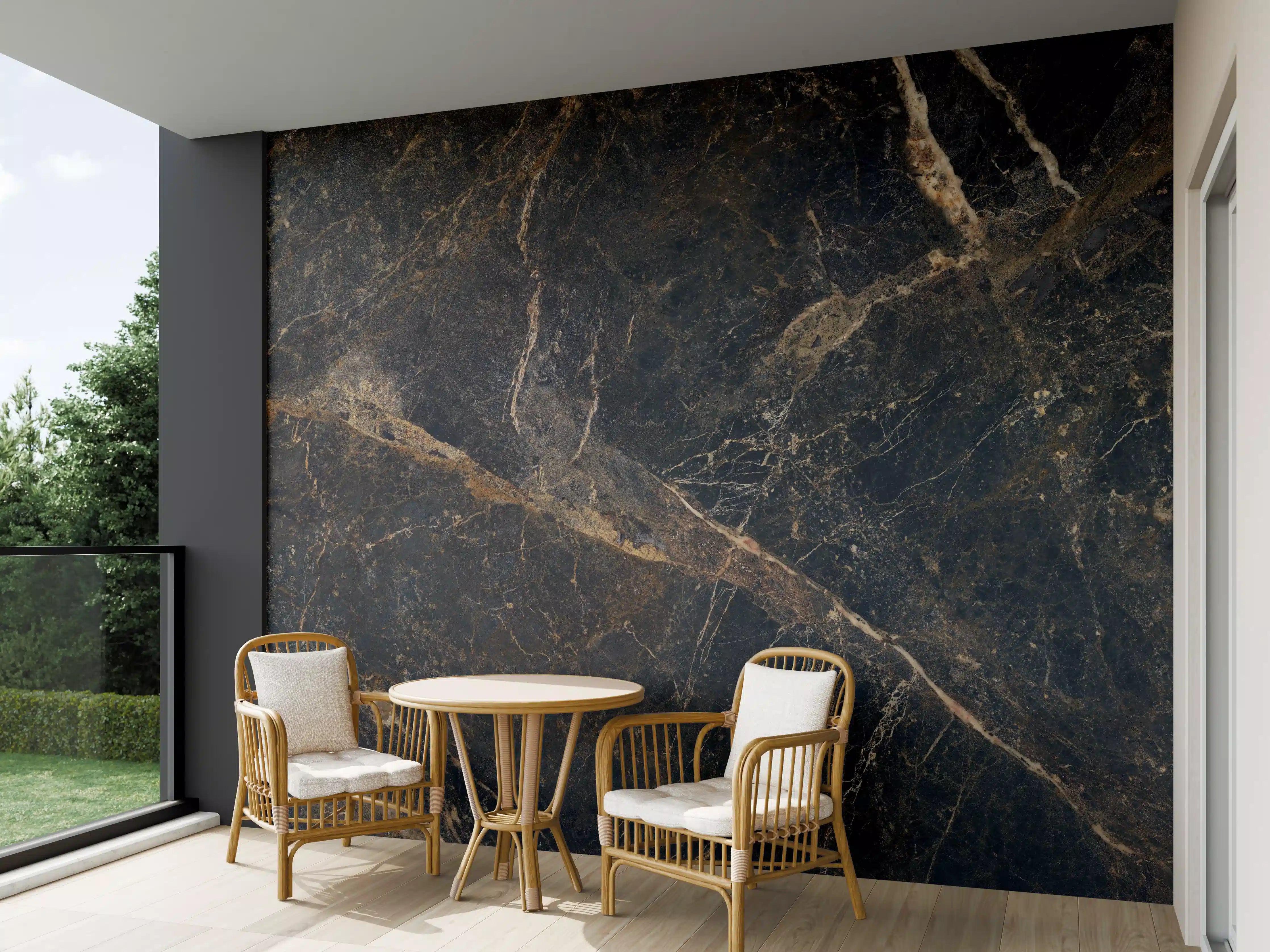 Wandverkleidung außen - Schwarze edle Marmortextur