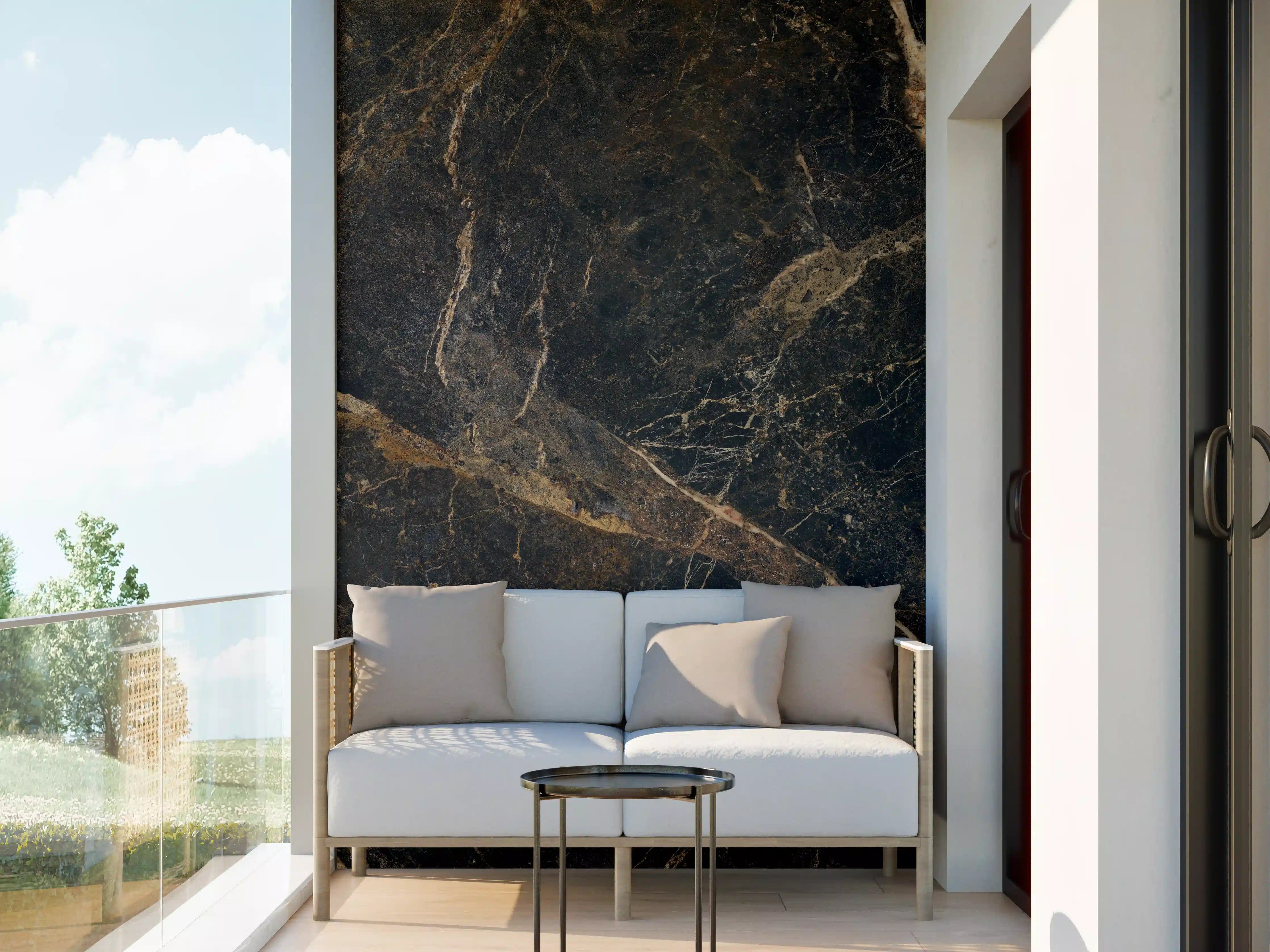 Wandverkleidung außen - Schwarze edle Marmortextur