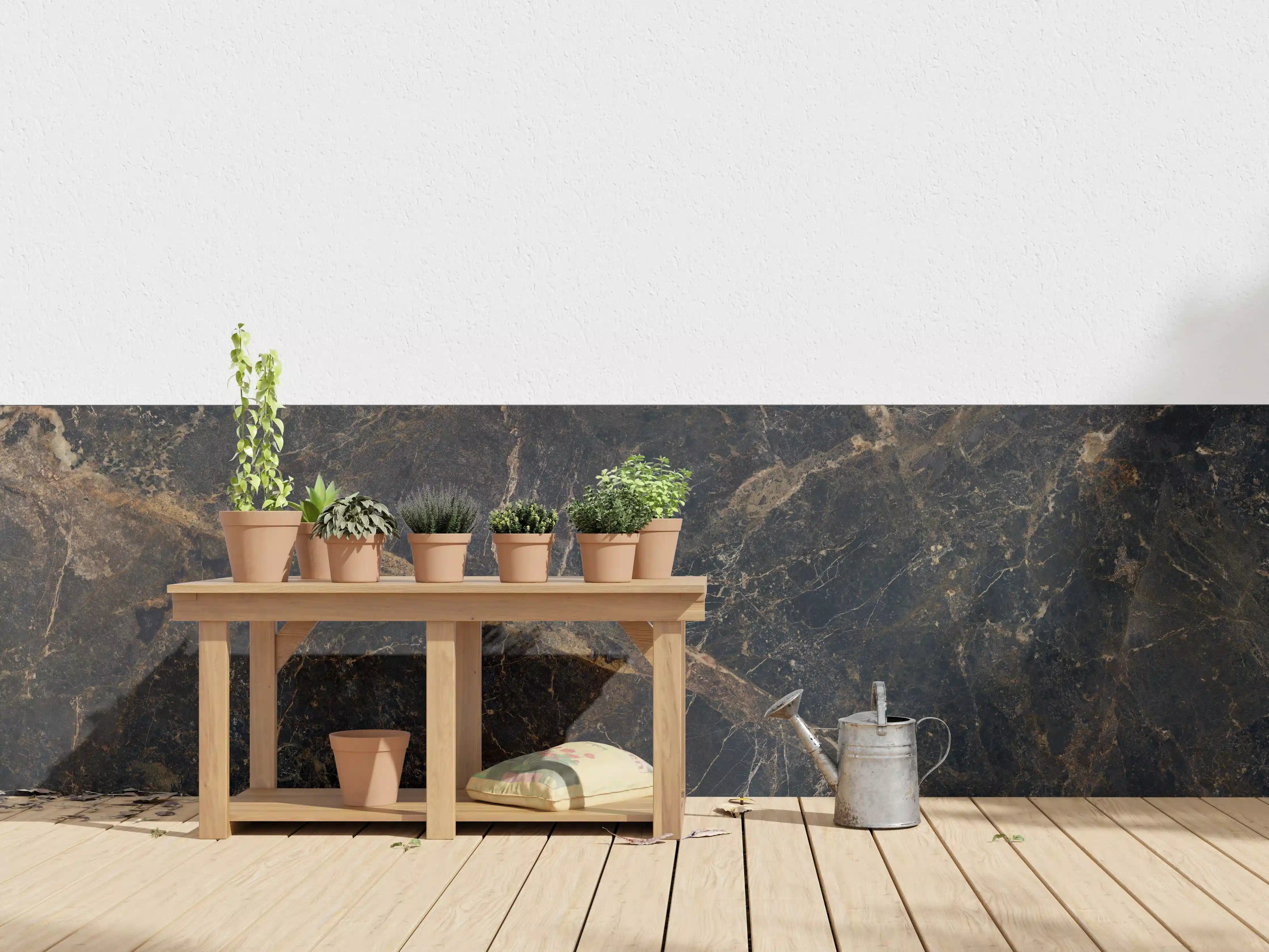 Wandverkleidung außen - Schwarze edle Marmortextur