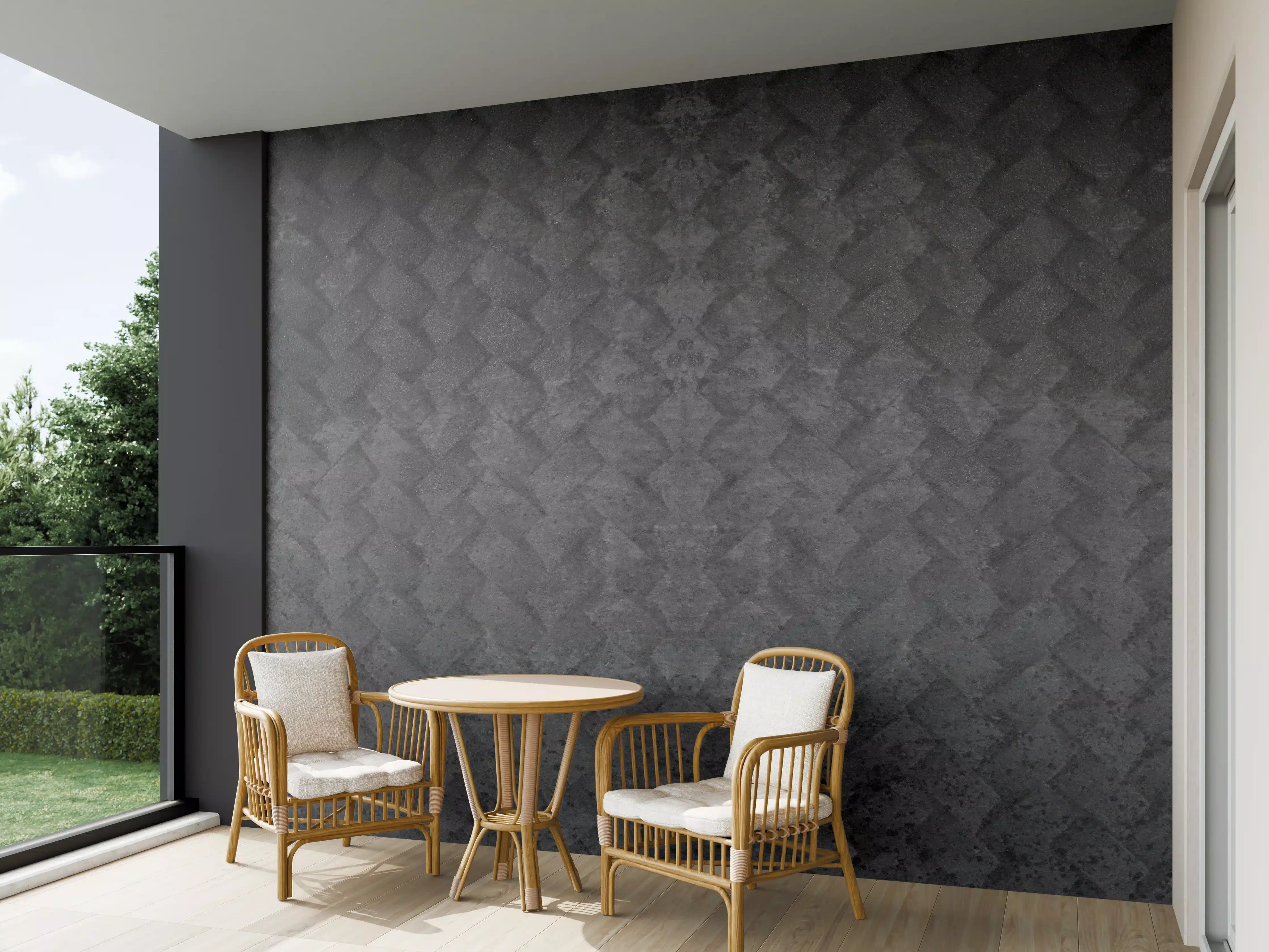 Wandverkleidung außen - Schwarze geometrisches Betonwand