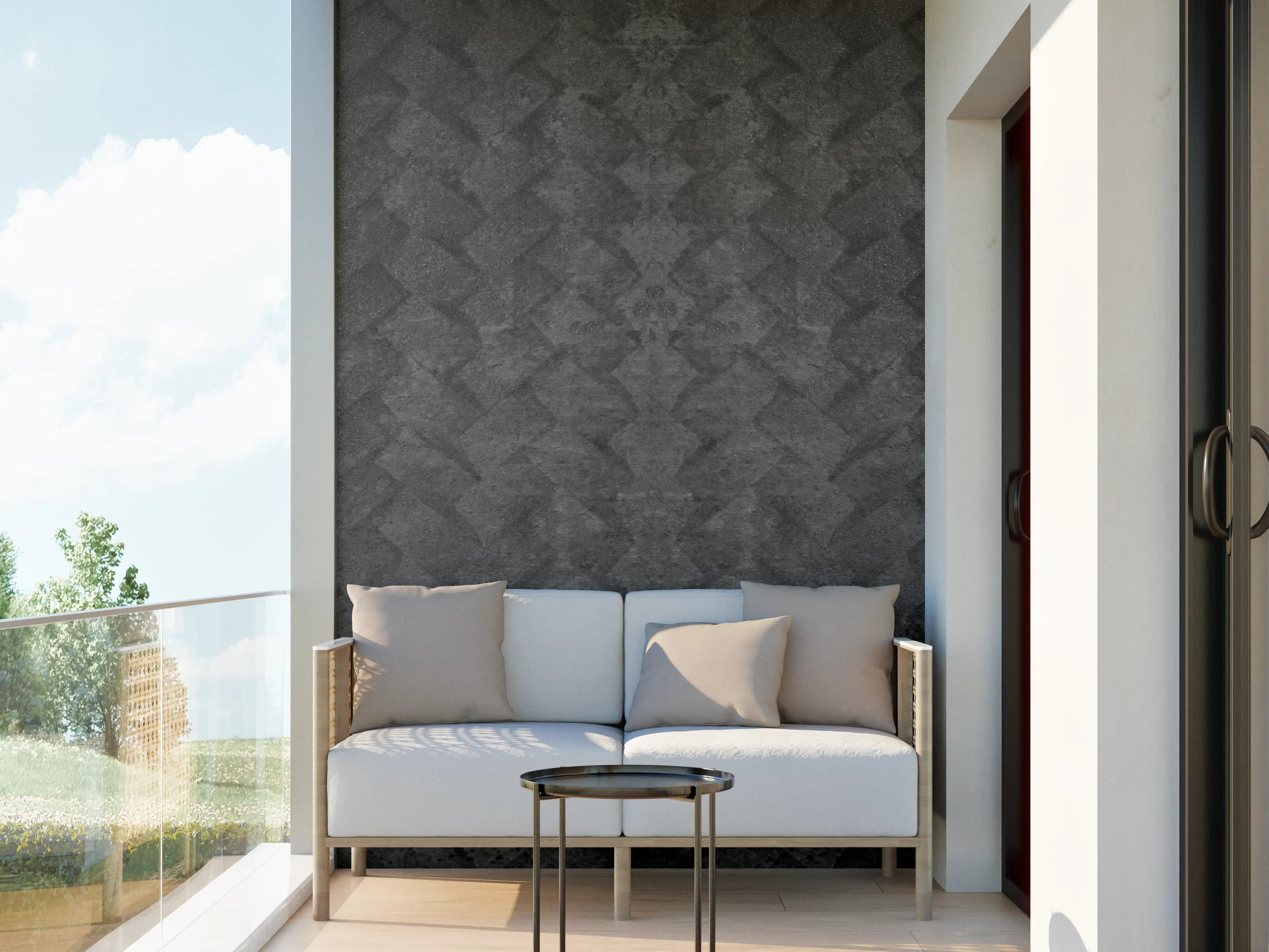 Wandverkleidung außen - Schwarze geometrisches Betonwand
