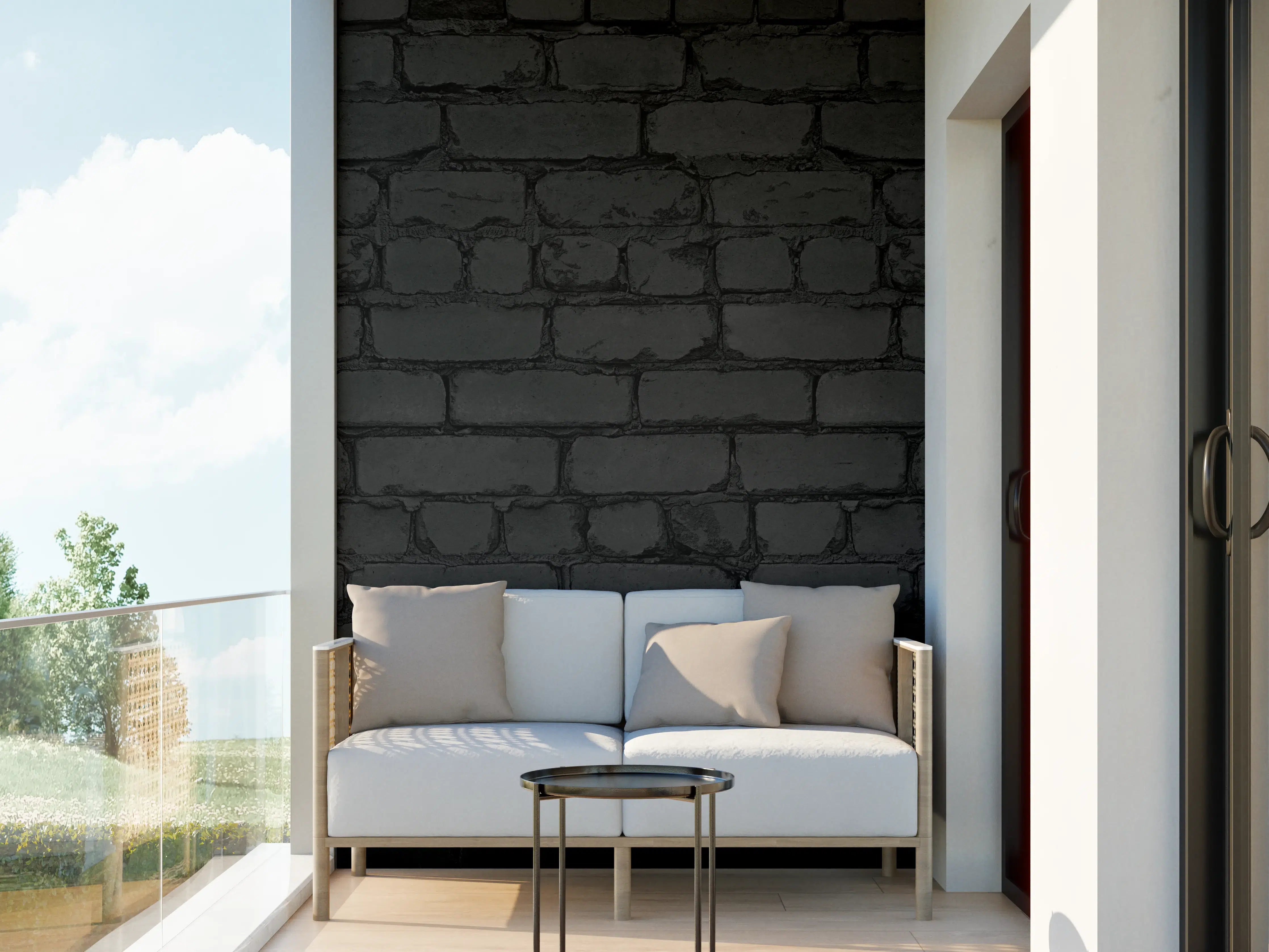 Wandverkleidung außen - Schwarze raue Backsteinmauer