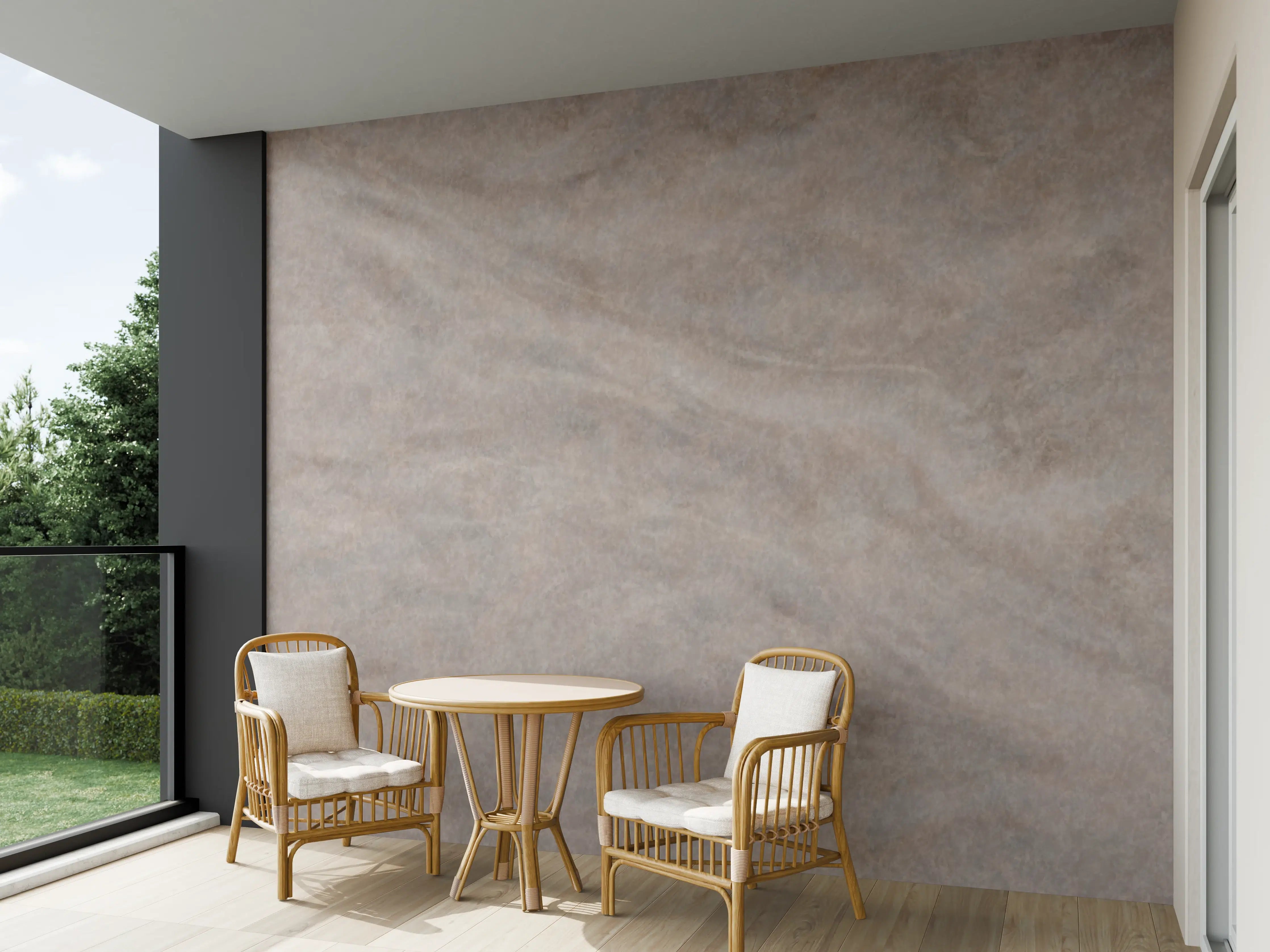 Wandverkleidung außen - Seidige Grau-Beige Marmortextur