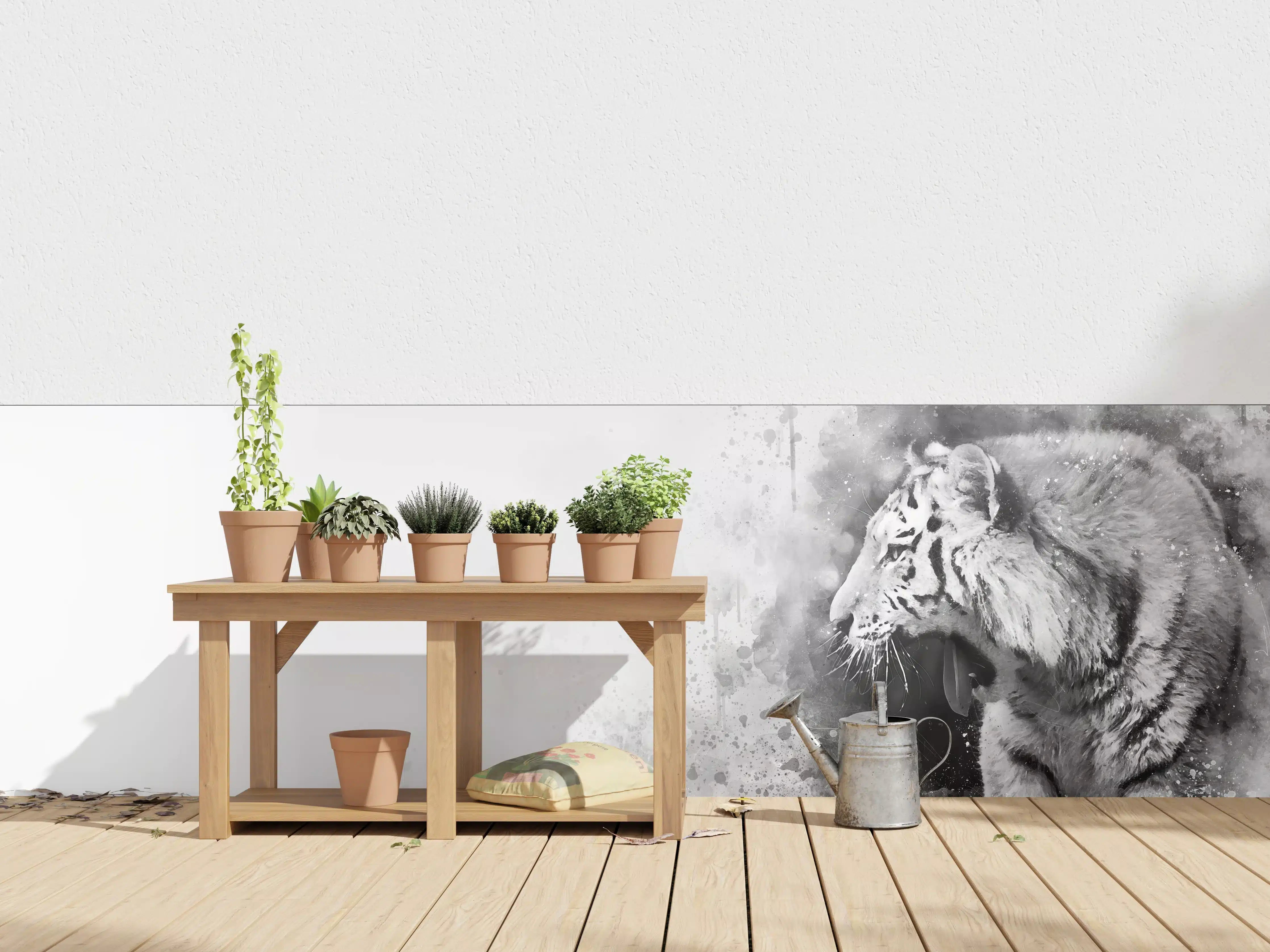Wandverkleidung außen - Sibirischer Tiger - SW-Gemälde