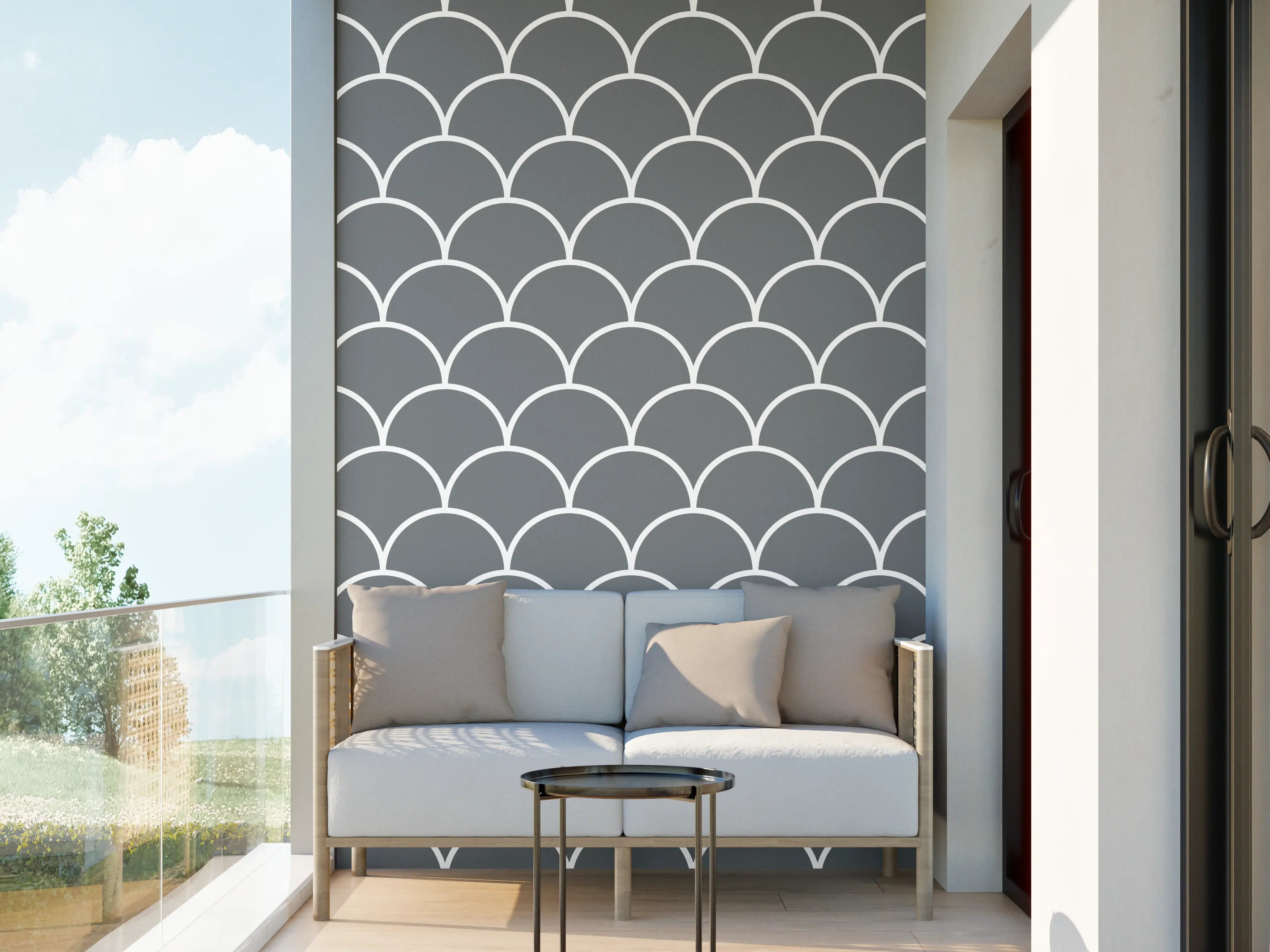 Wandverkleidung außen - Silbergraue Shimmer-Fliese