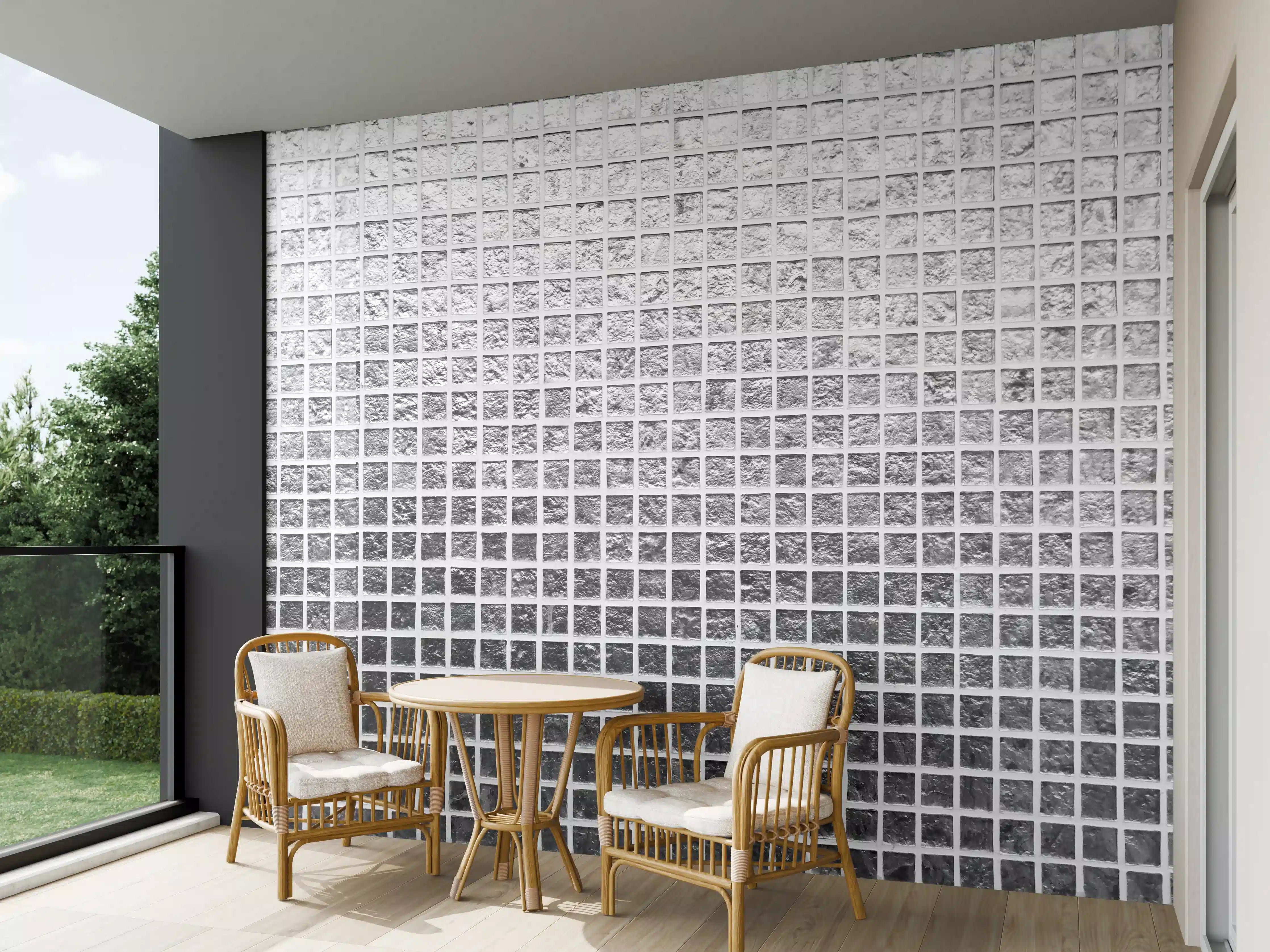 Wandverkleidung außen - Silbernes Fliesen Mosaikmuster