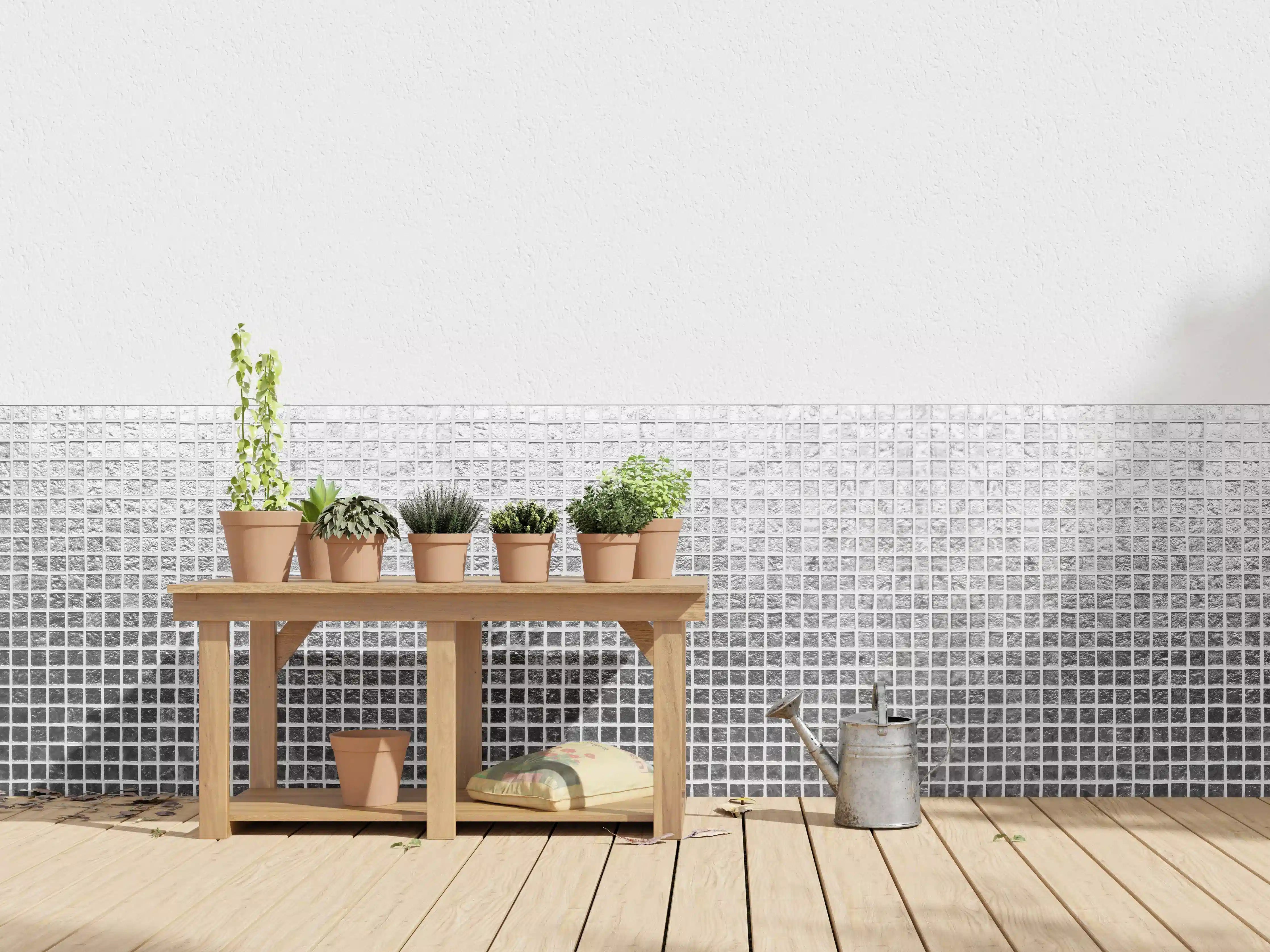 Wandverkleidung außen - Silbernes Fliesen Mosaikmuster