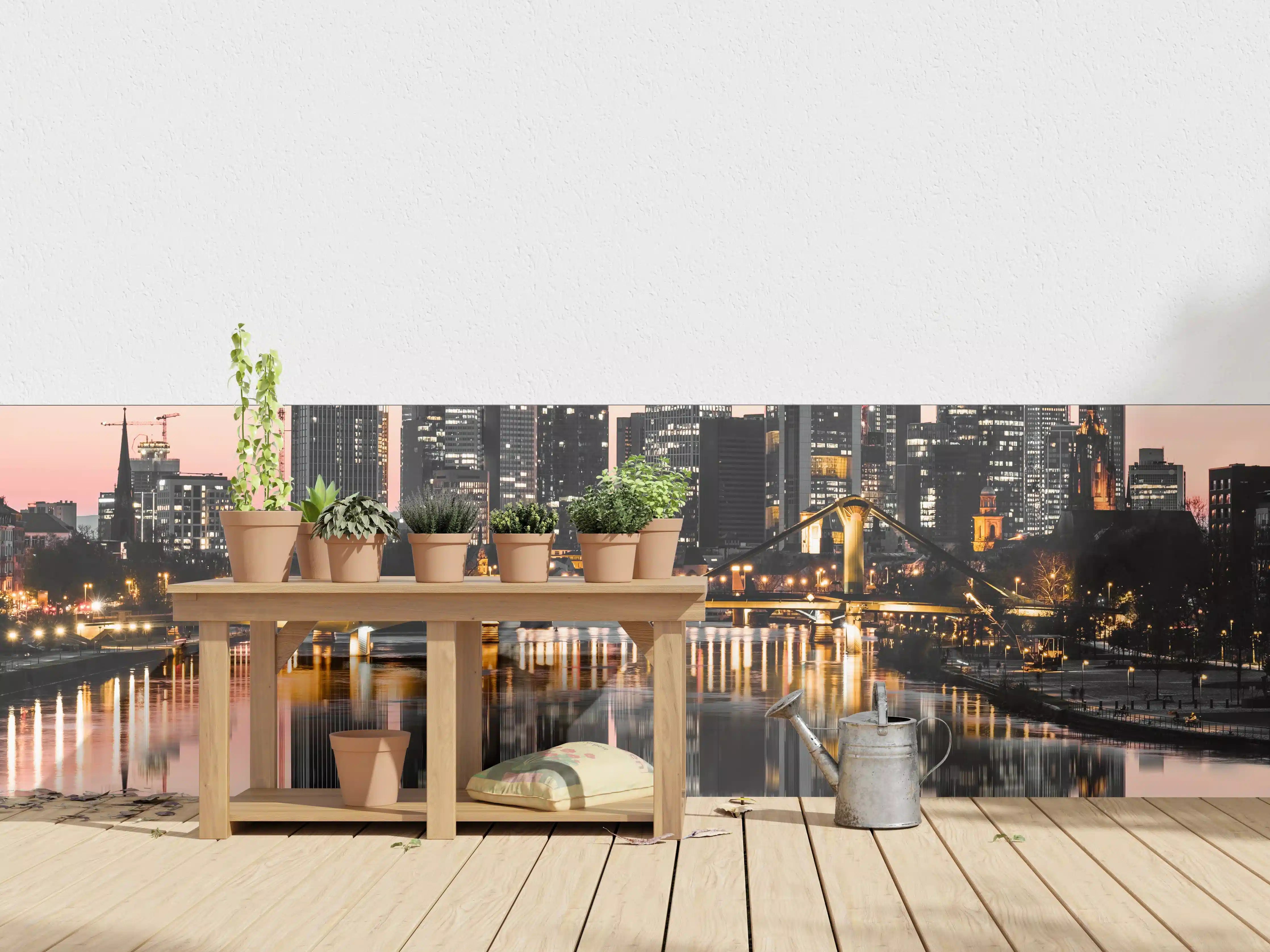 Wandverkleidung außen - Skyline Frankfurt mit Wasser Spiegelung