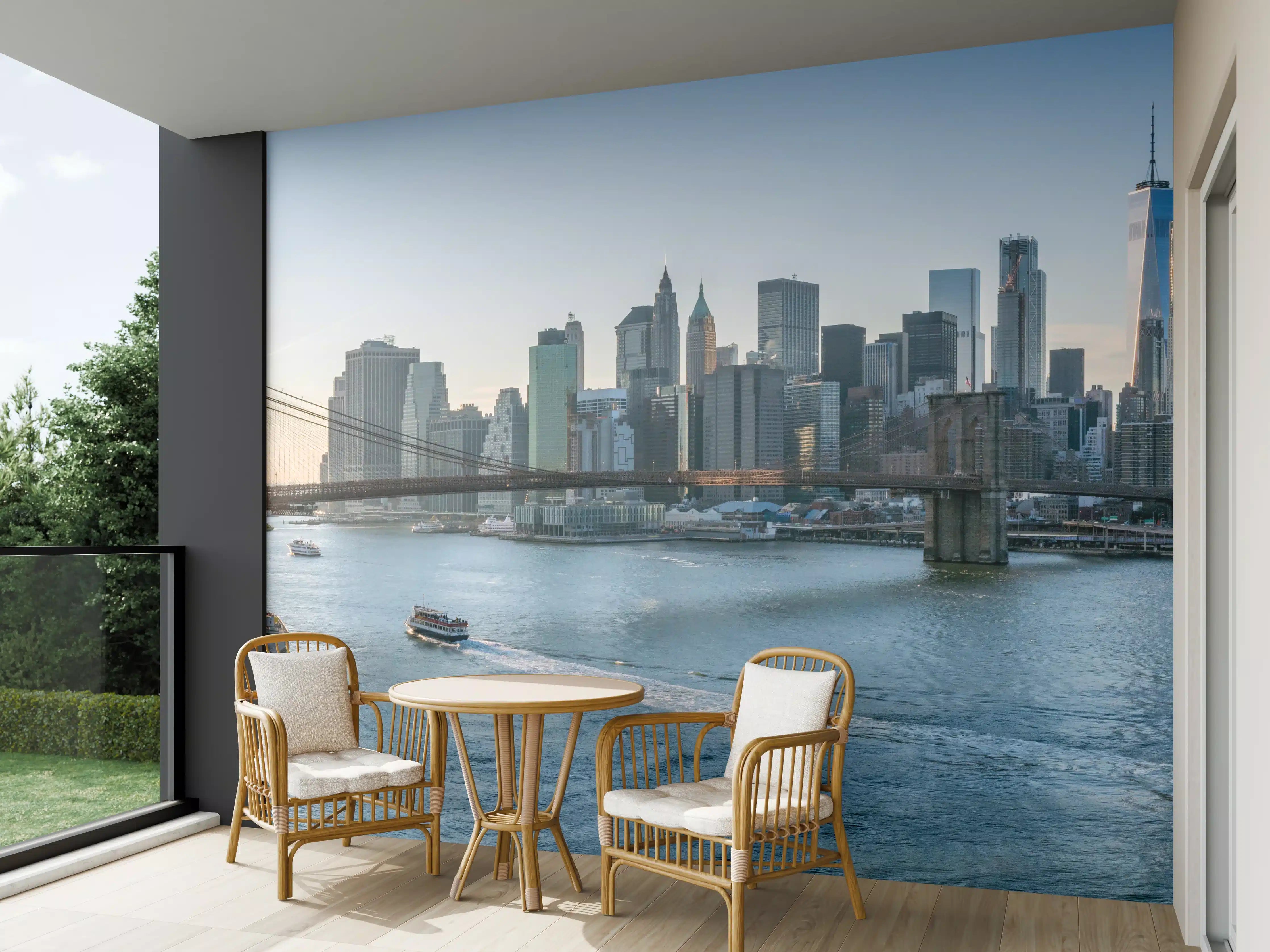Wandverkleidung außen - Skyline von New York City - Brooklyn Bridge