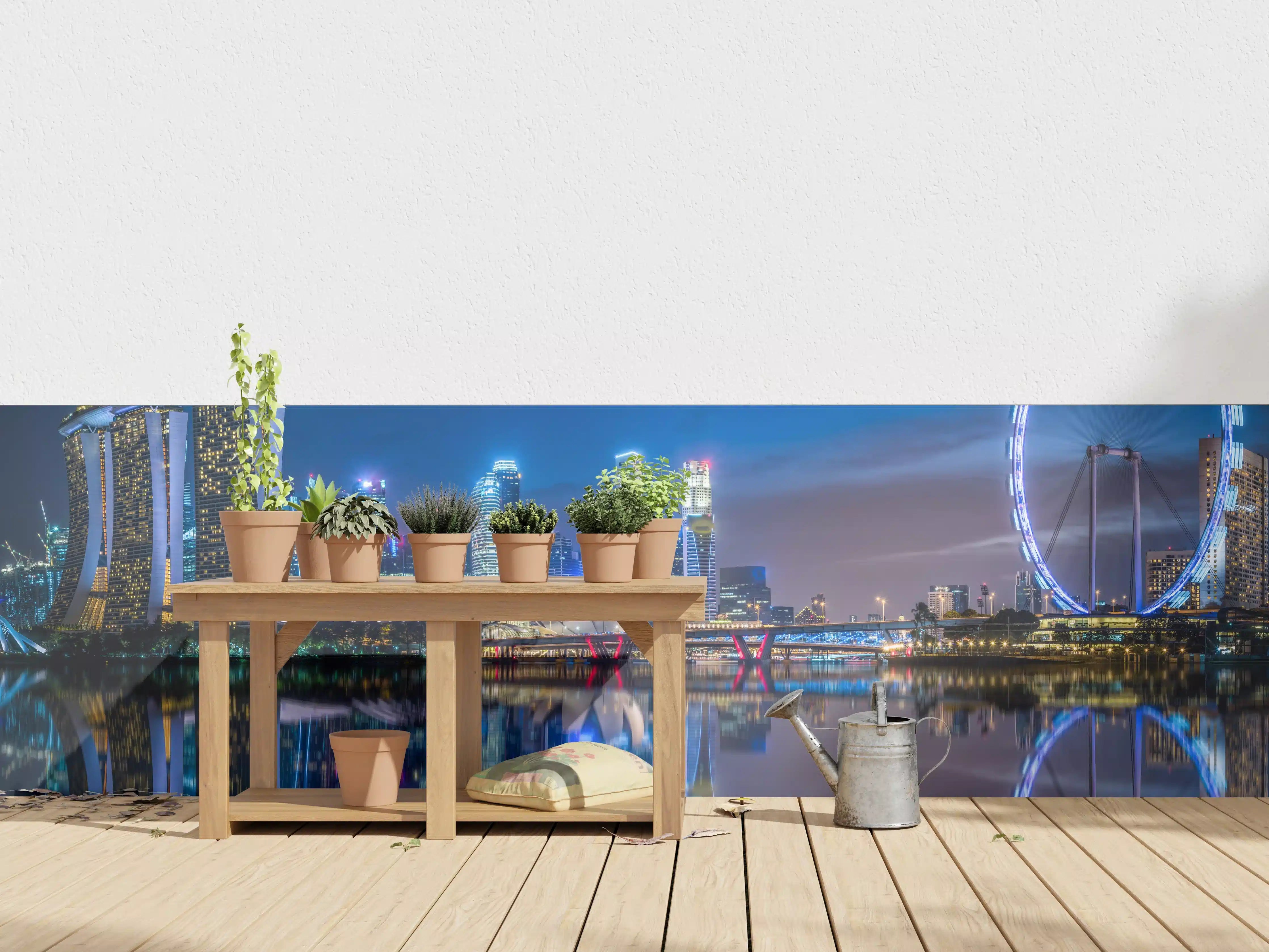 Wandverkleidung außen - Skyline von Singapur und Blick auf den Wolkenkratzer