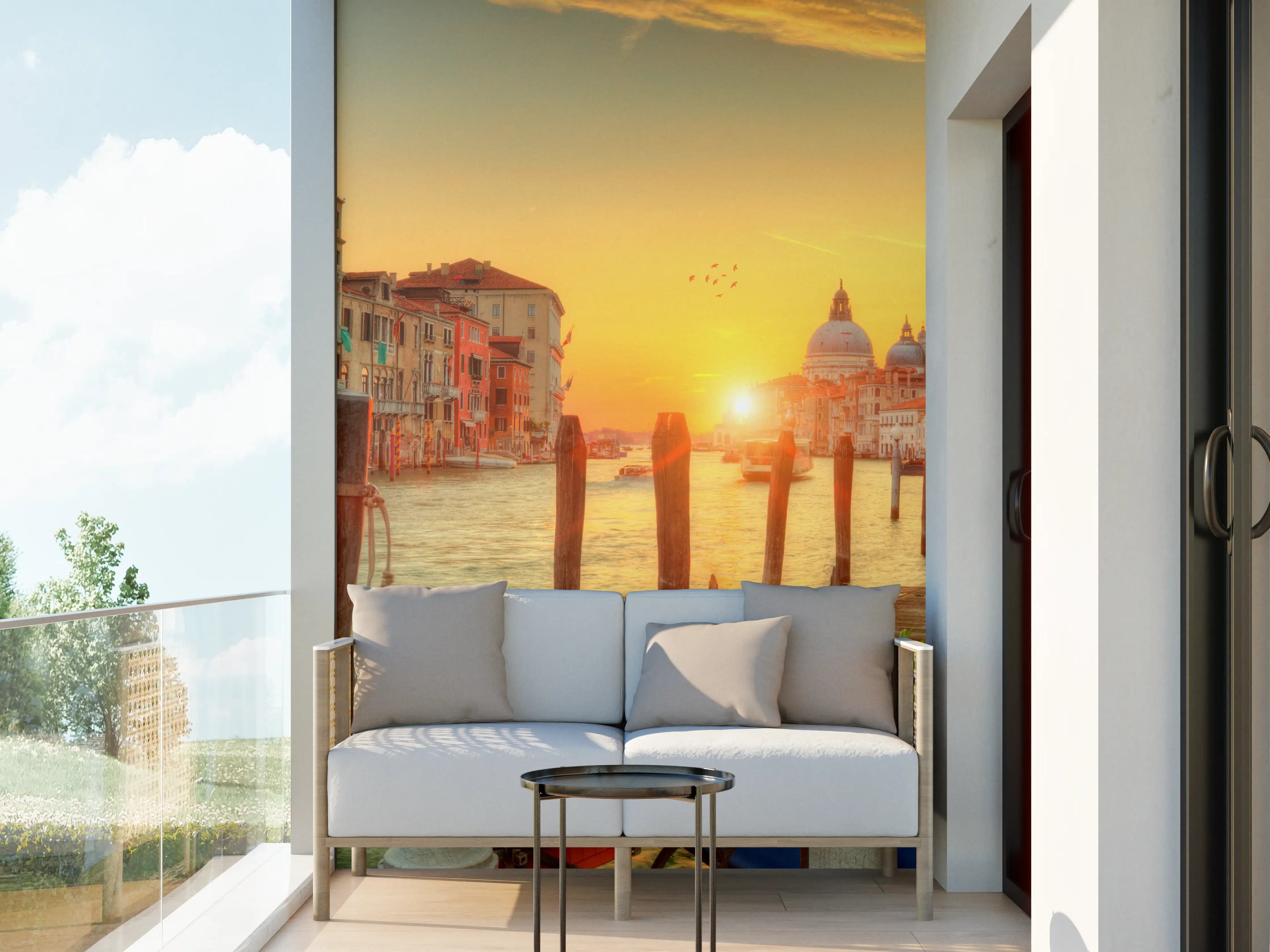 Wandverkleidung außen - Sonnenaufgang im Grand Canal der Kirche Santa Maria