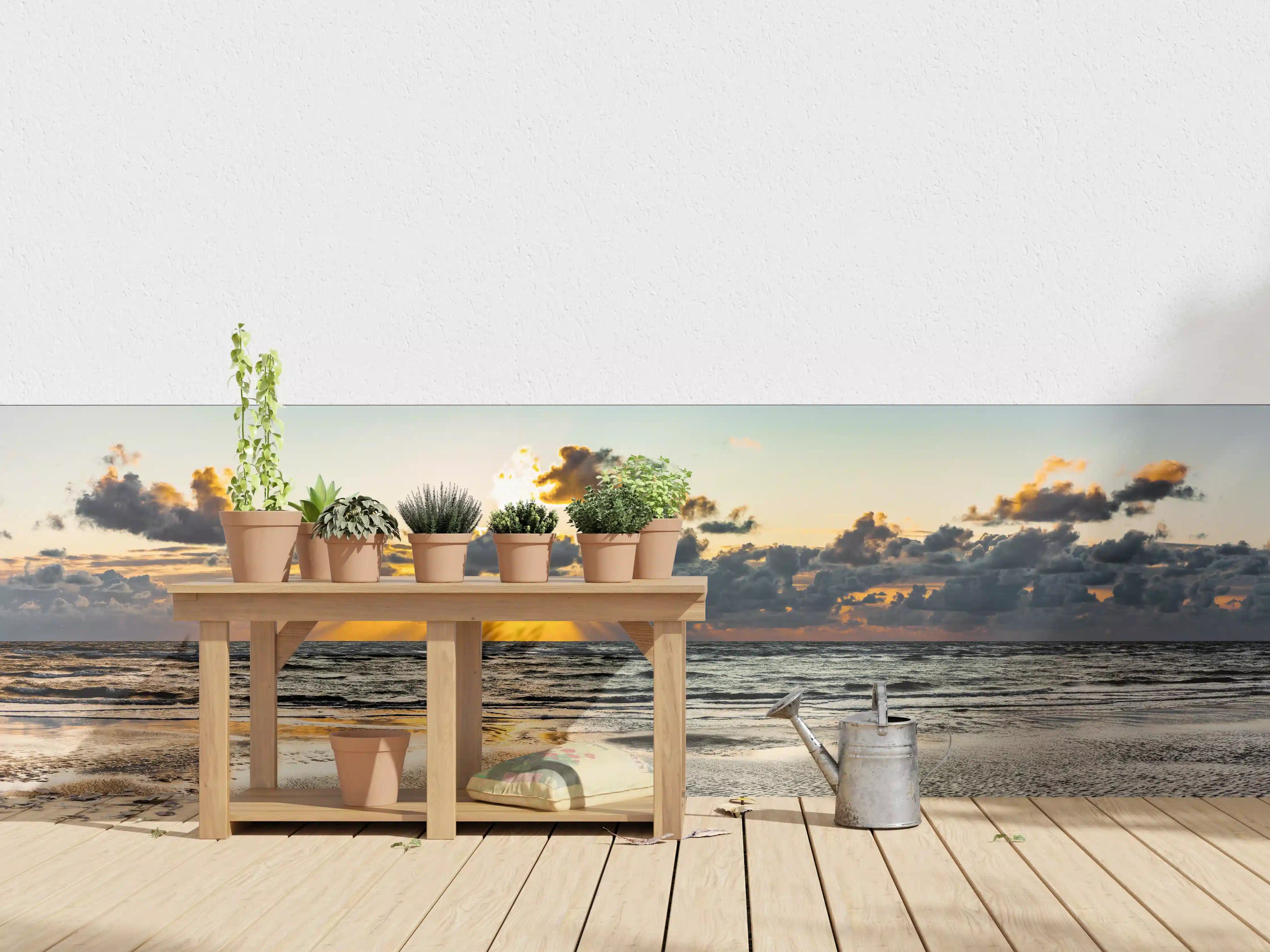 Wandverkleidung außen - Sonnenuntergang am ruhigen Meer
