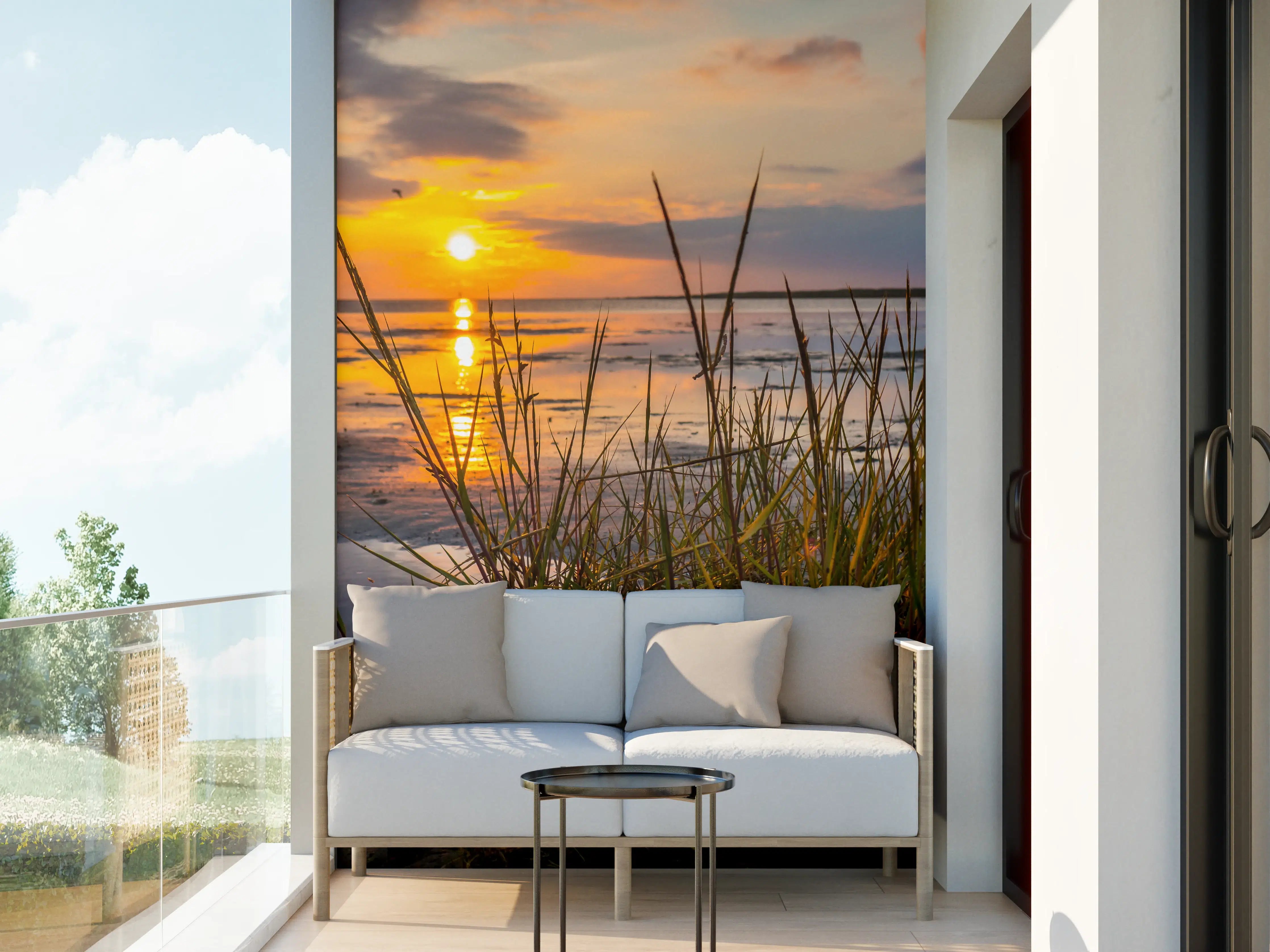Wandverkleidung außen - Sonnenuntergang im Wattenmeer an der Nordsee