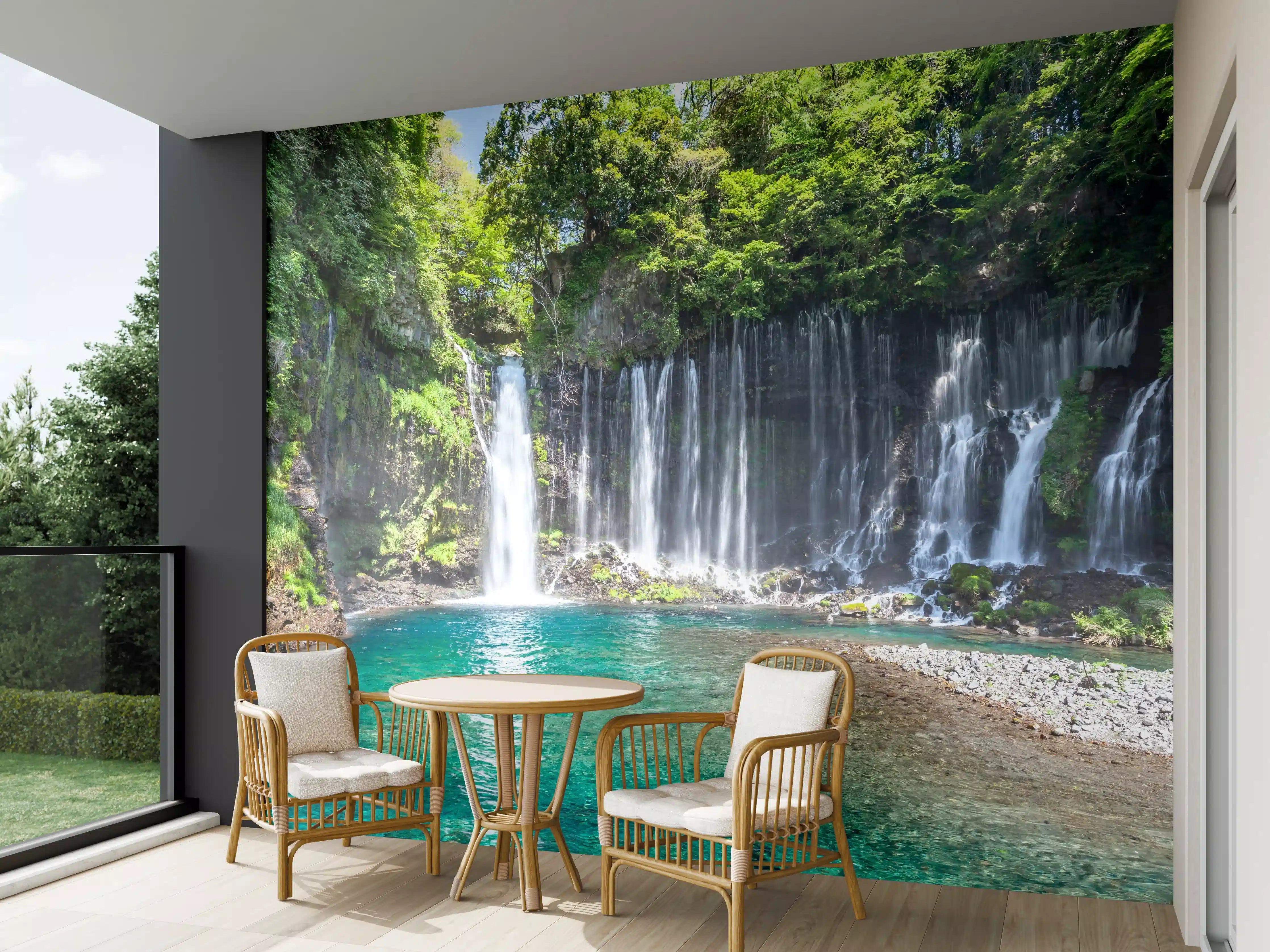 Wandverkleidung außen - Sonniger Shiraito-Wasserfall