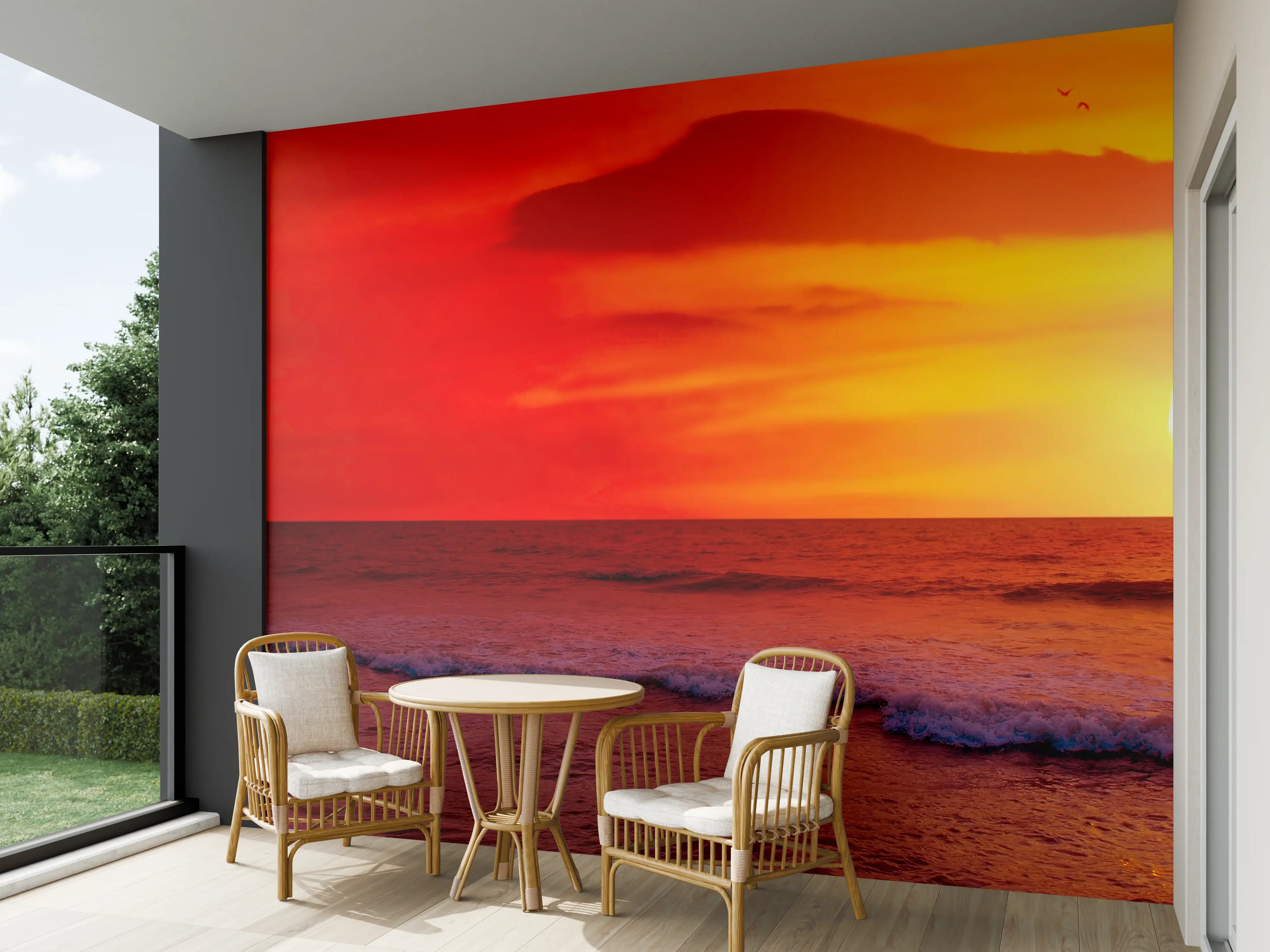 Wandverkleidung außen - Sonniger Sonnenuntergang am Meer