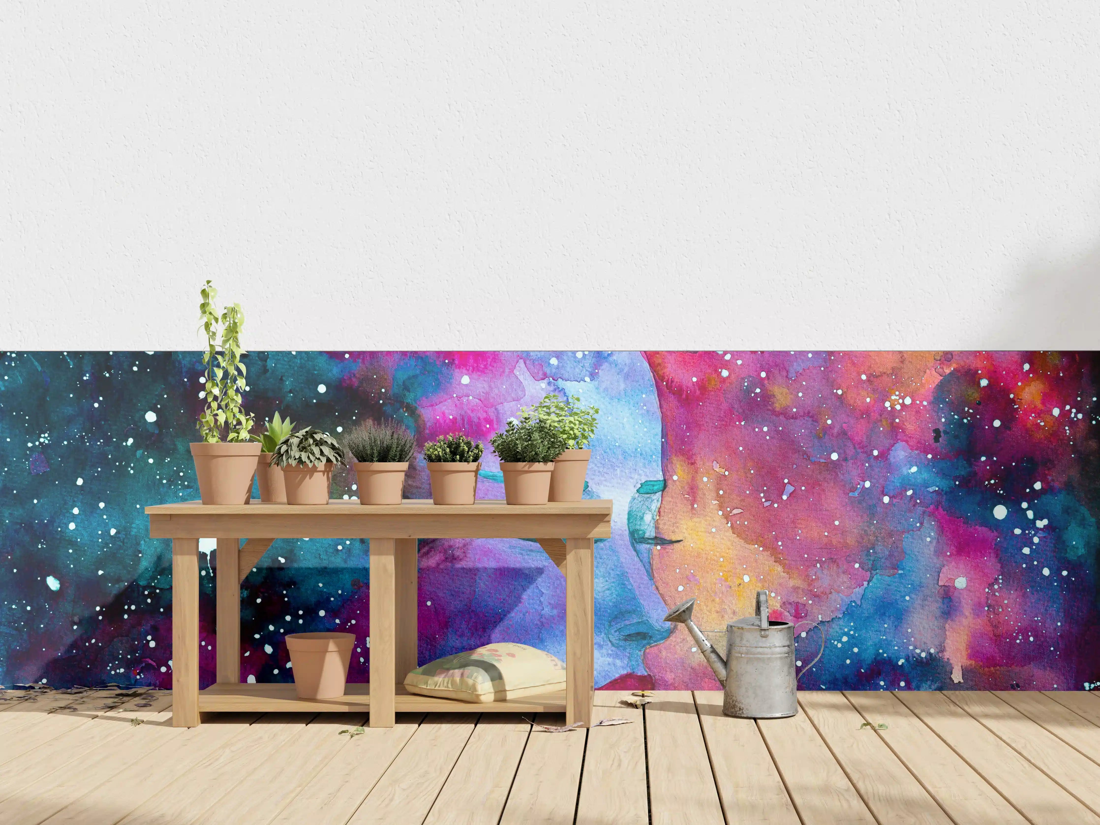 Wandverkleidung außen - Spirituelle Frau Weltraumnebel