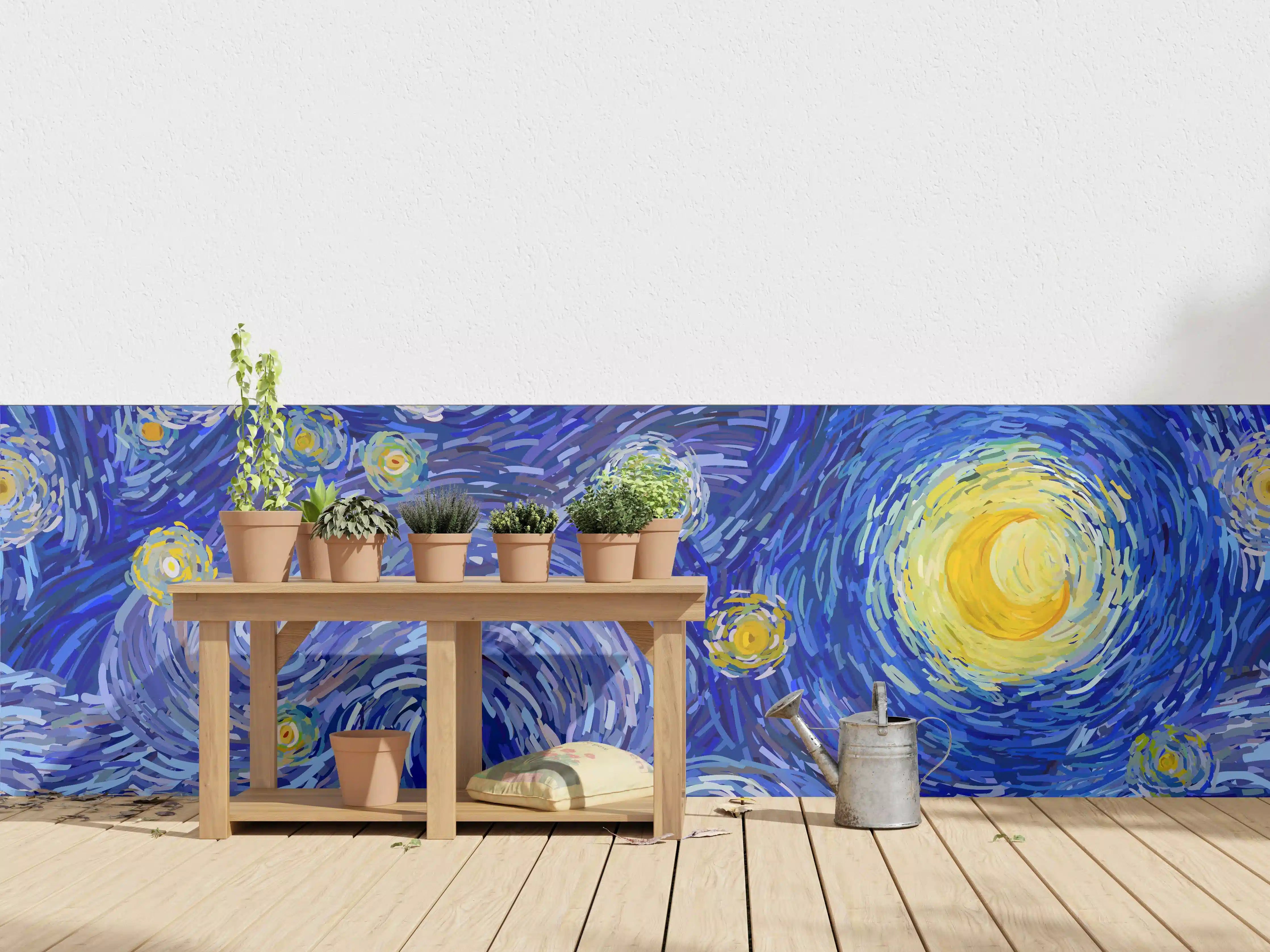 Wandverkleidung außen - Starry Night Van Gogh Blau Gelb