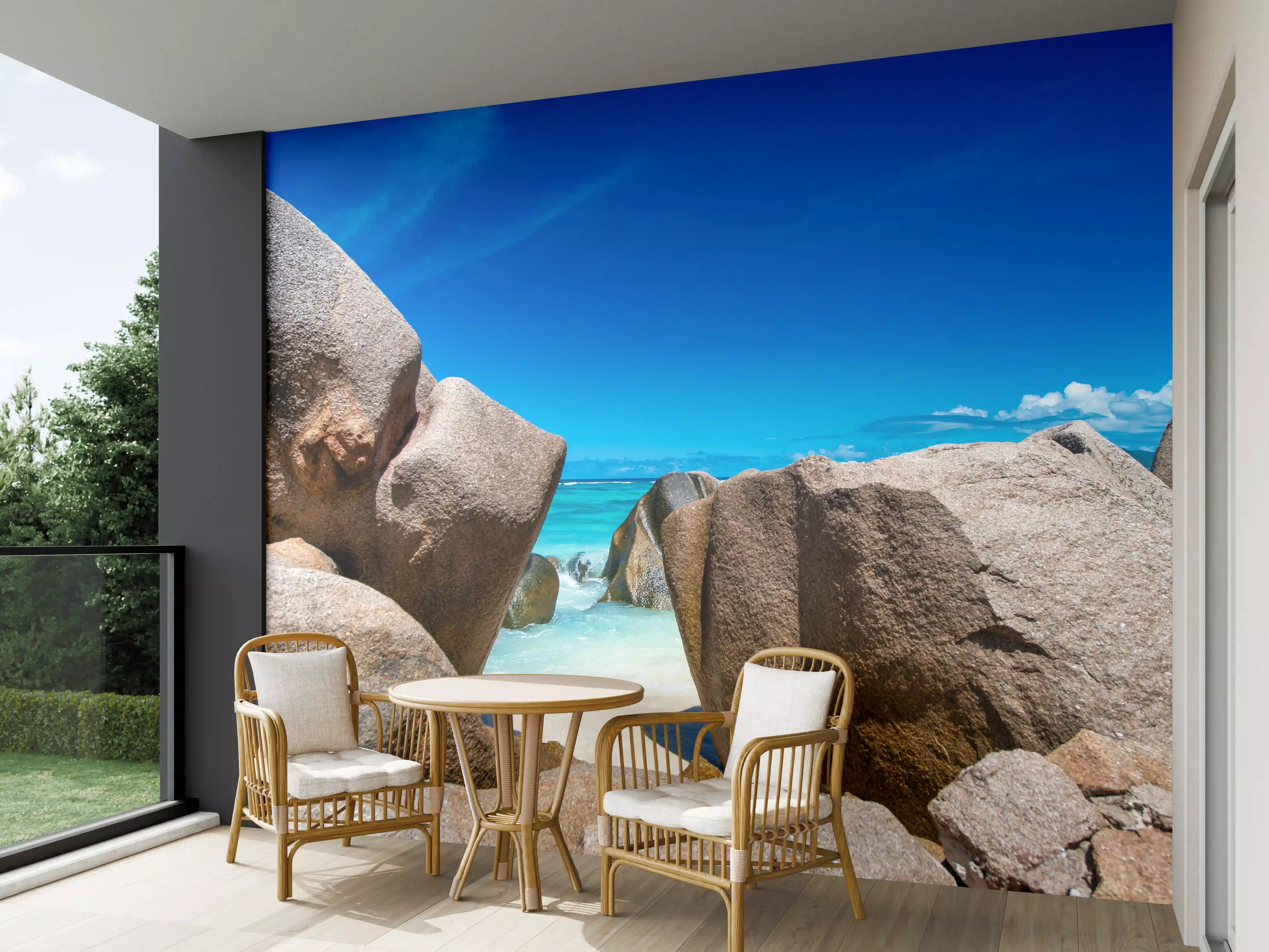 Wandverkleidung außen - Stein-Panorama auf den Seychellen