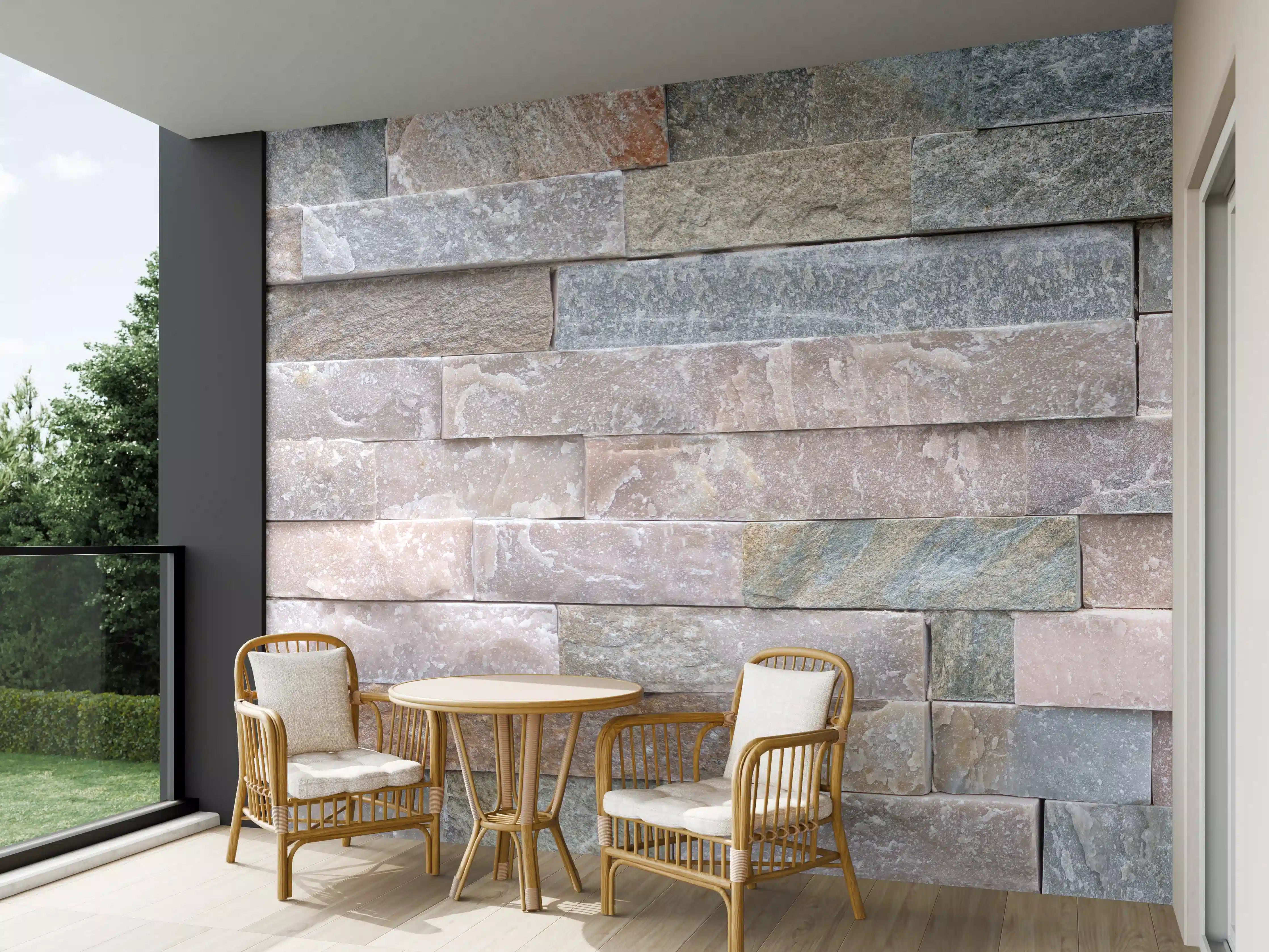 Wandverkleidung außen - Steinwand aus groben