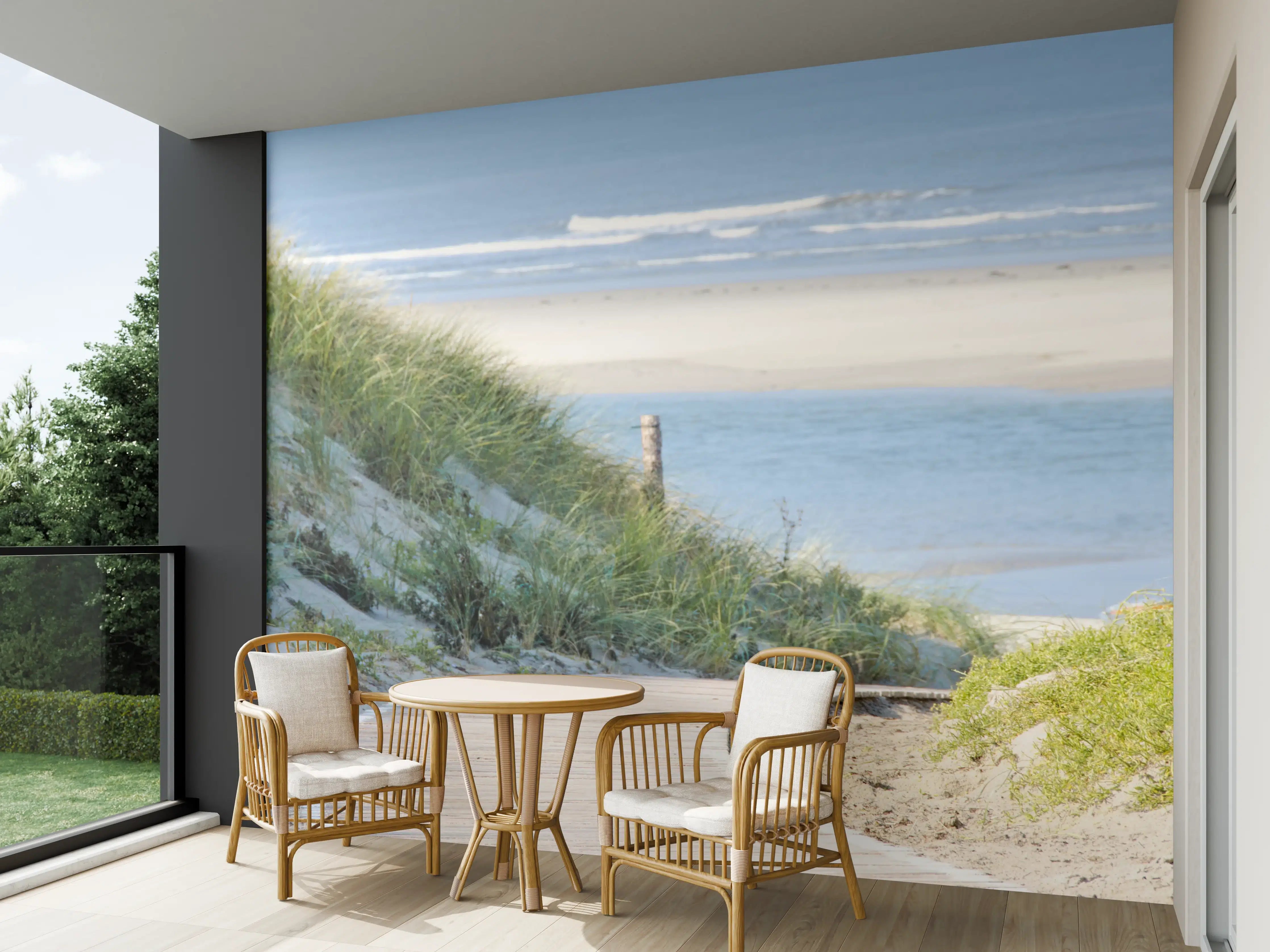 Wandverkleidung außen - Strandweg an der Nordsee bei Sonnenschein