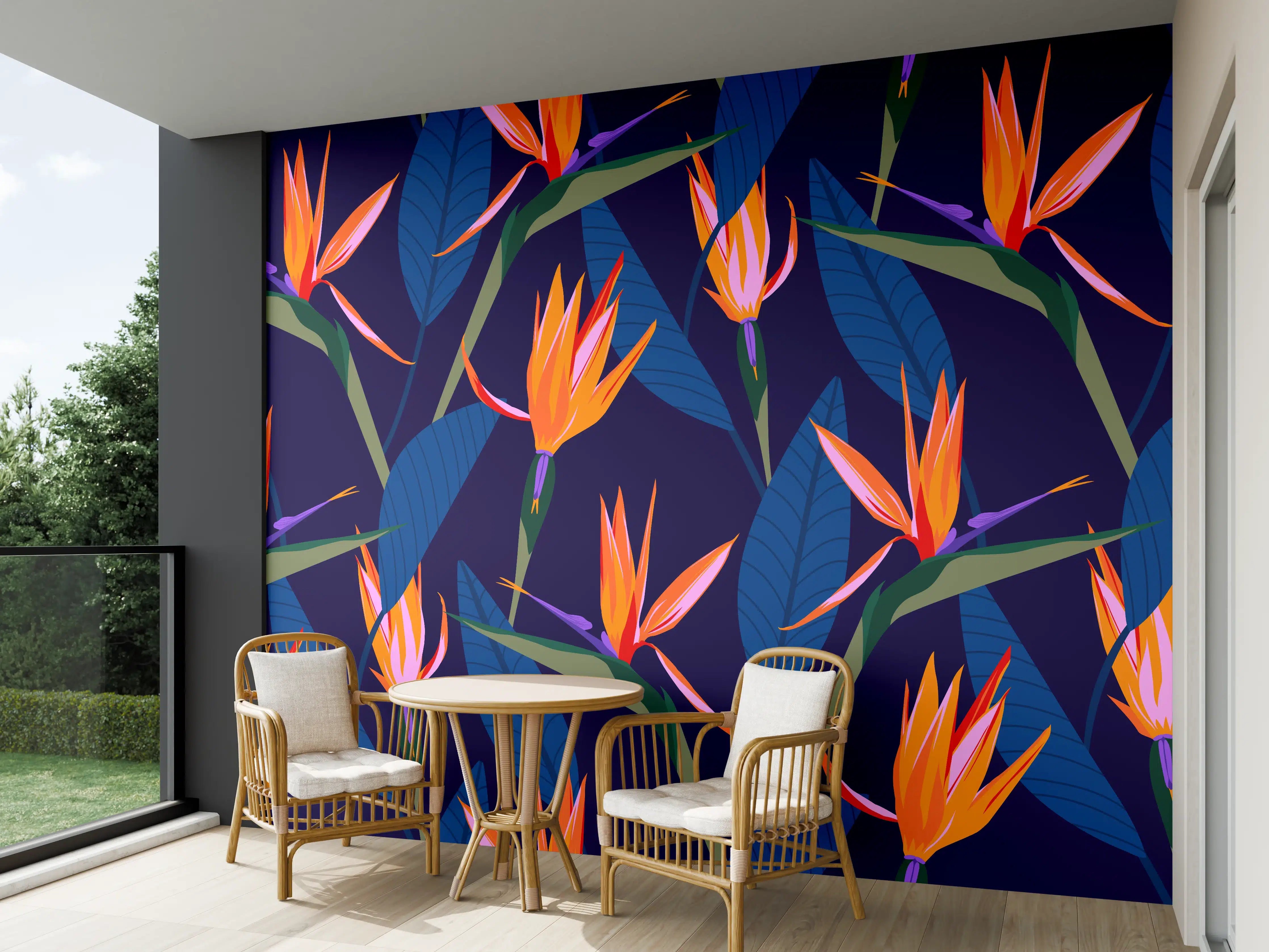 Wandverkleidung außen - Strelitzia Nacht – Tropische Blumen
