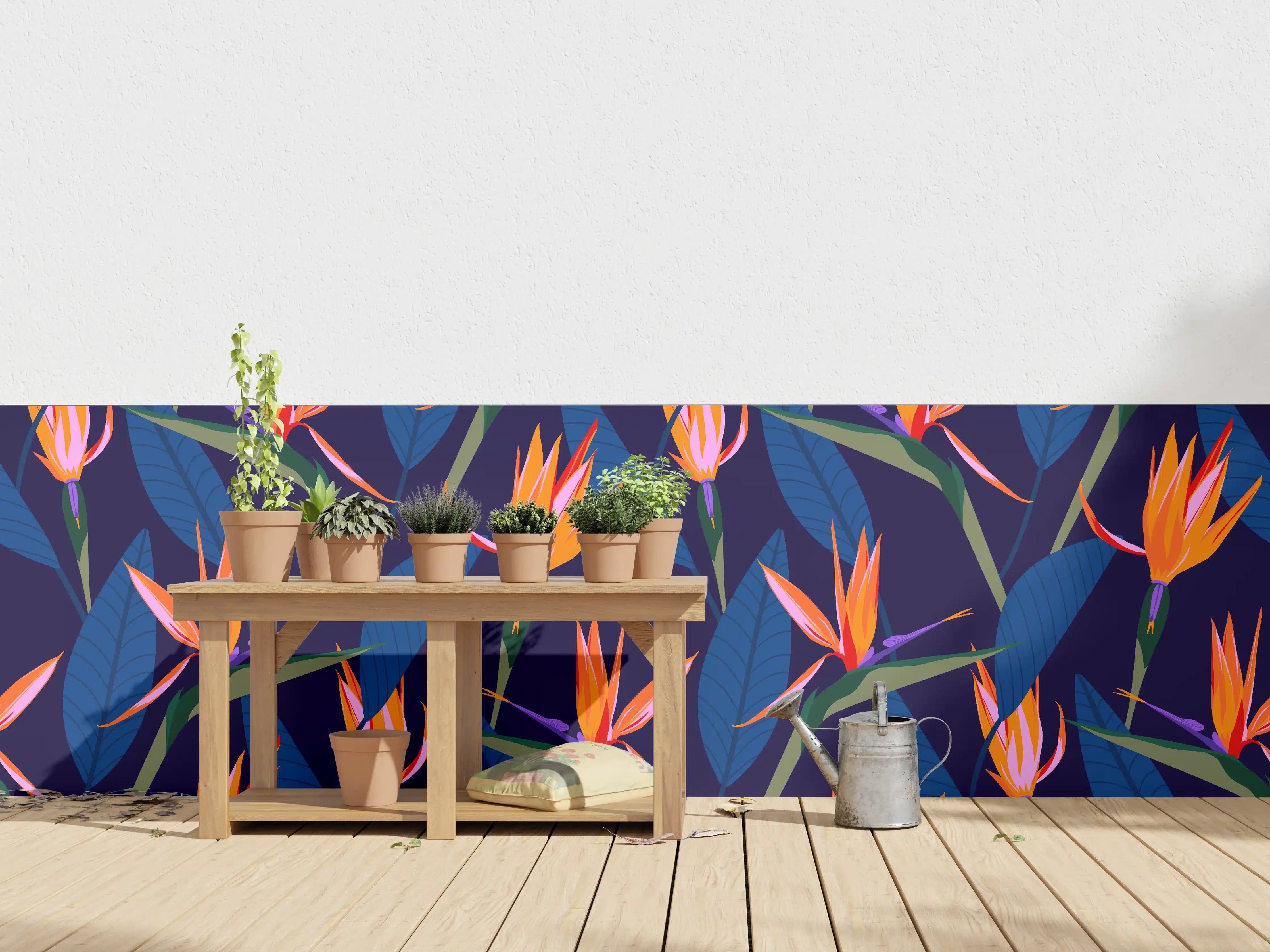 Wandverkleidung außen - Strelitzia Nacht – Tropische Blumen