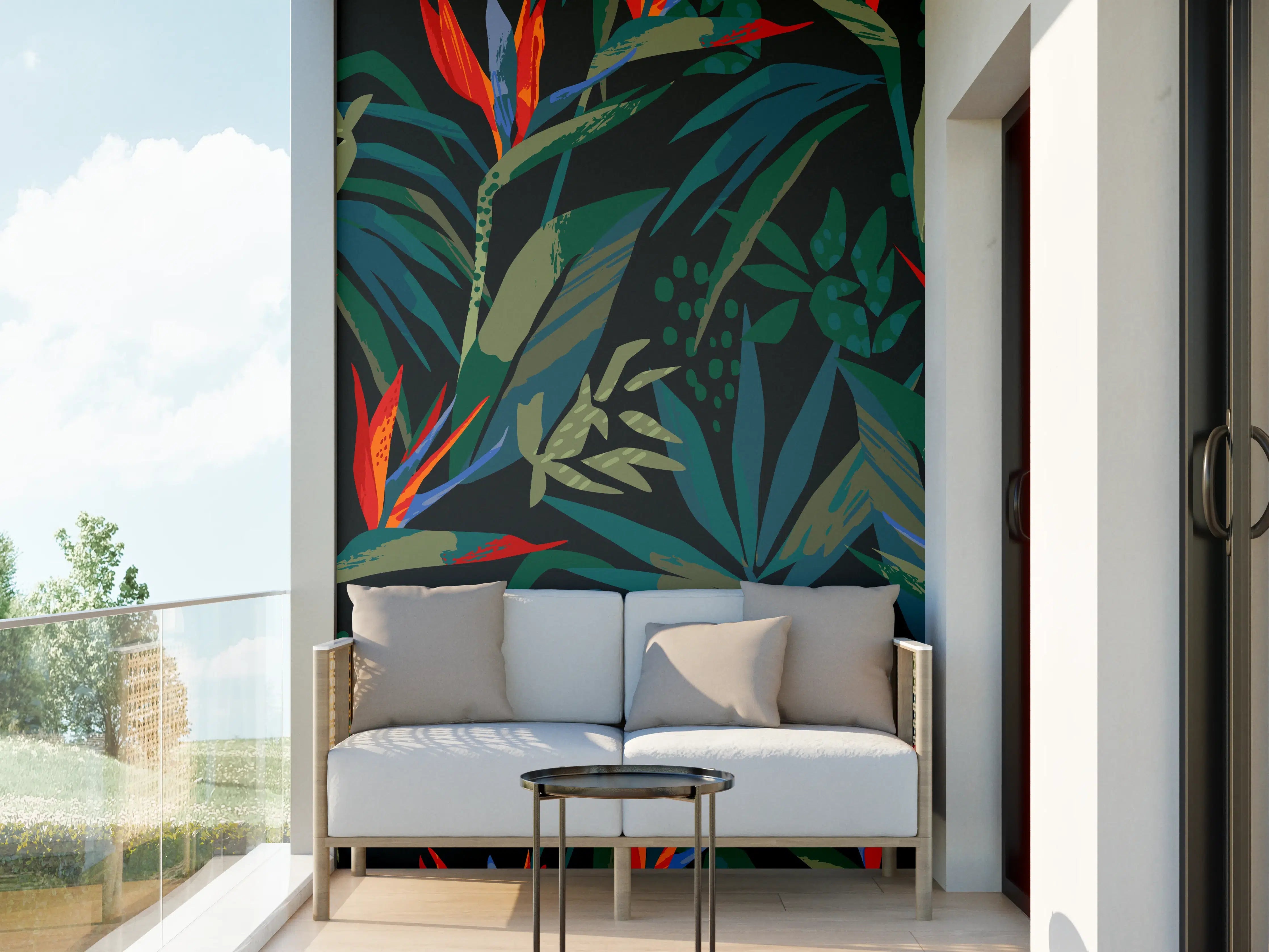 Wandverkleidung außen - Strelitzia Tropenwald-Motiv