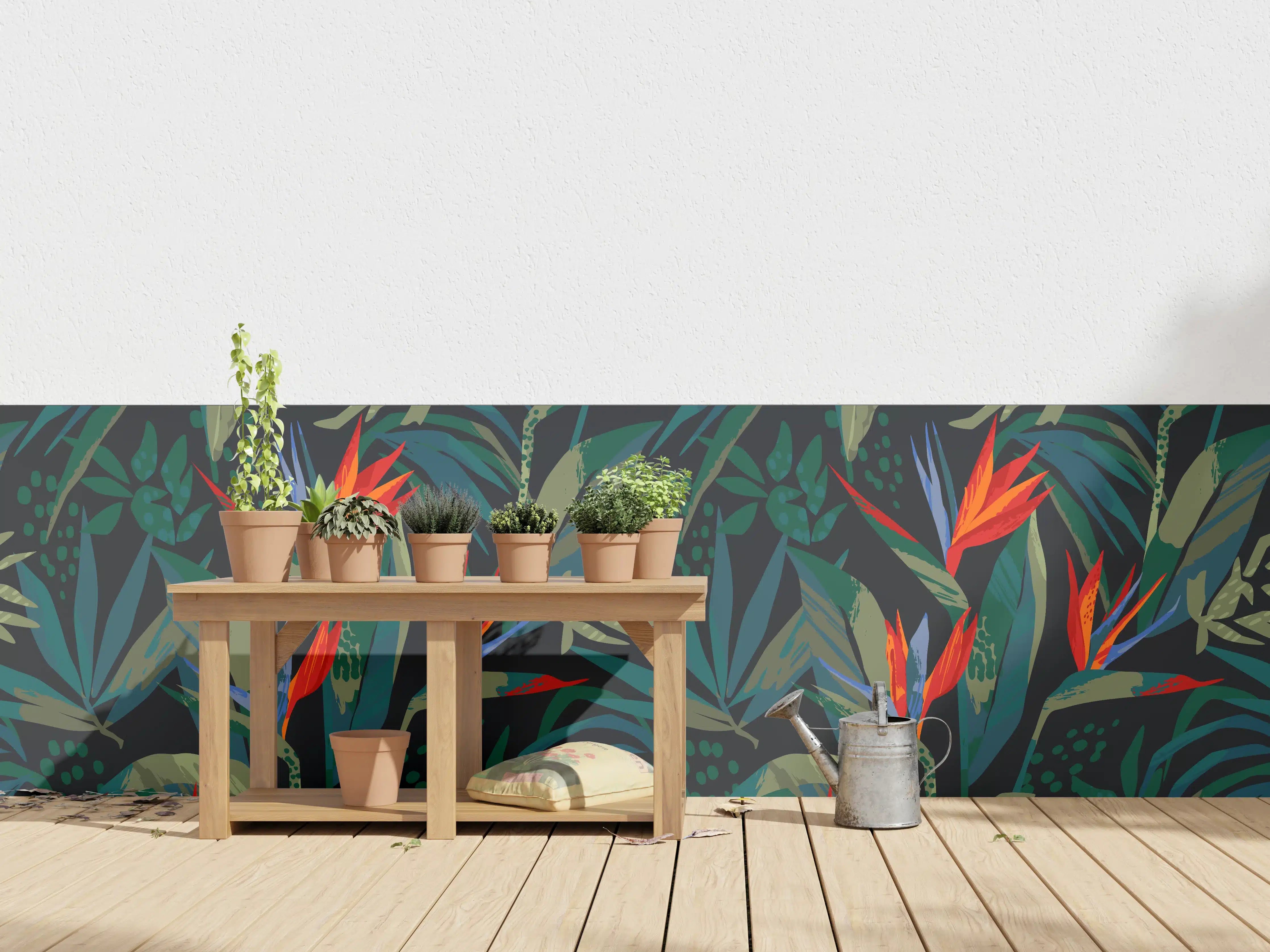 Wandverkleidung außen - Strelitzia Tropenwald-Motiv