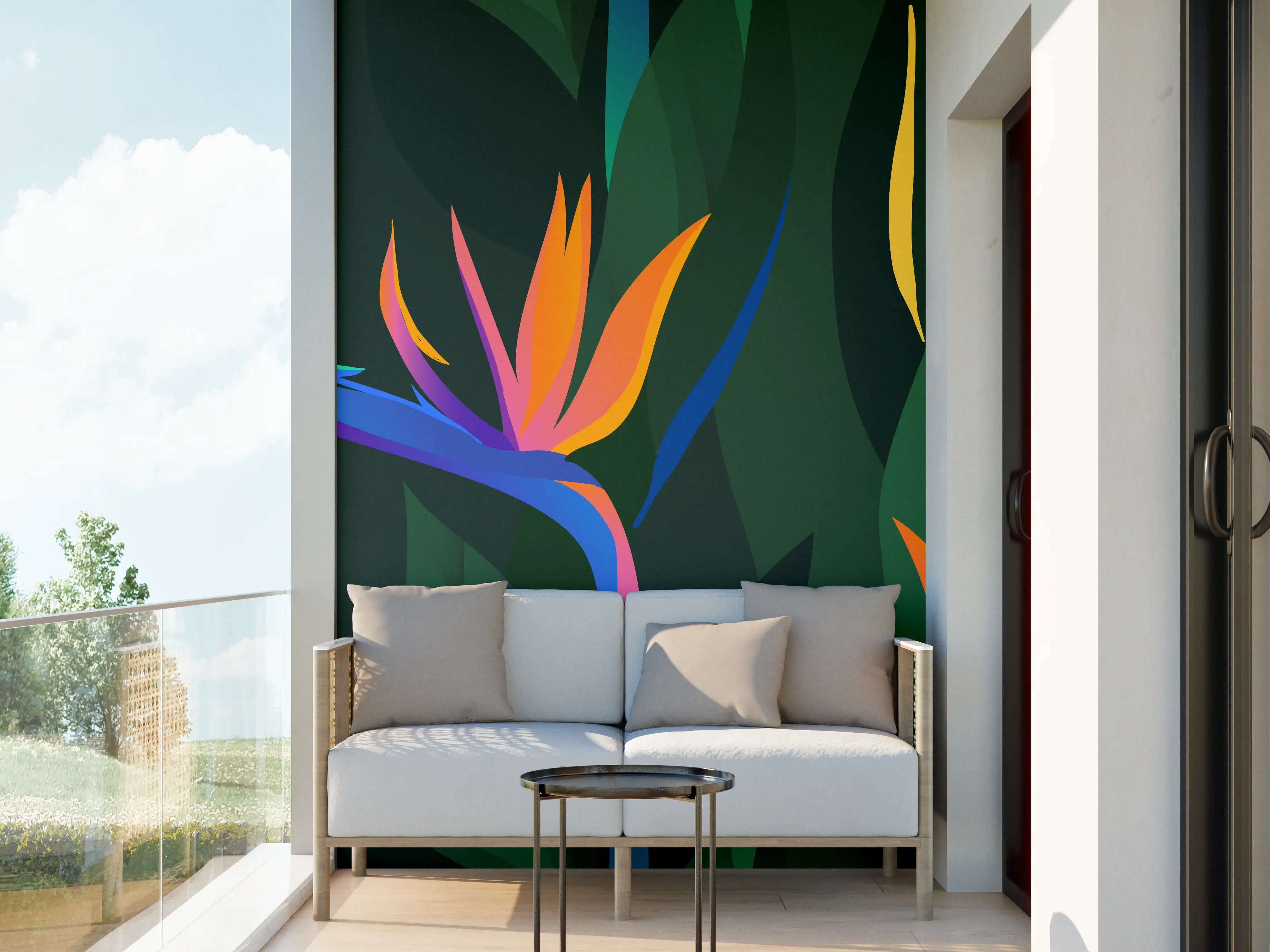 Wandverkleidung außen - Strelitzia Tropic Grün-Orange