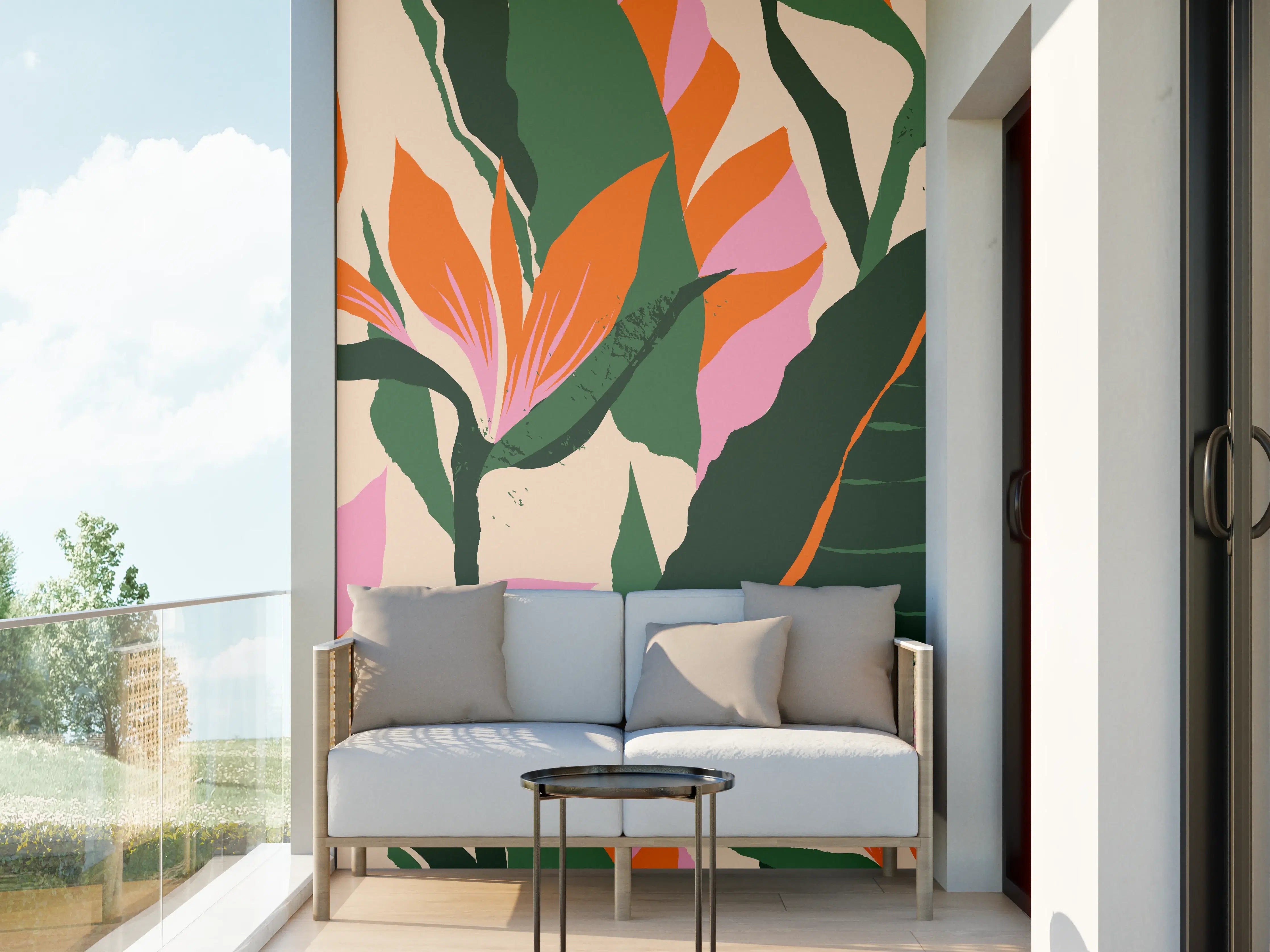 Wandverkleidung außen - Strelitzia Tropische Blütenornamente