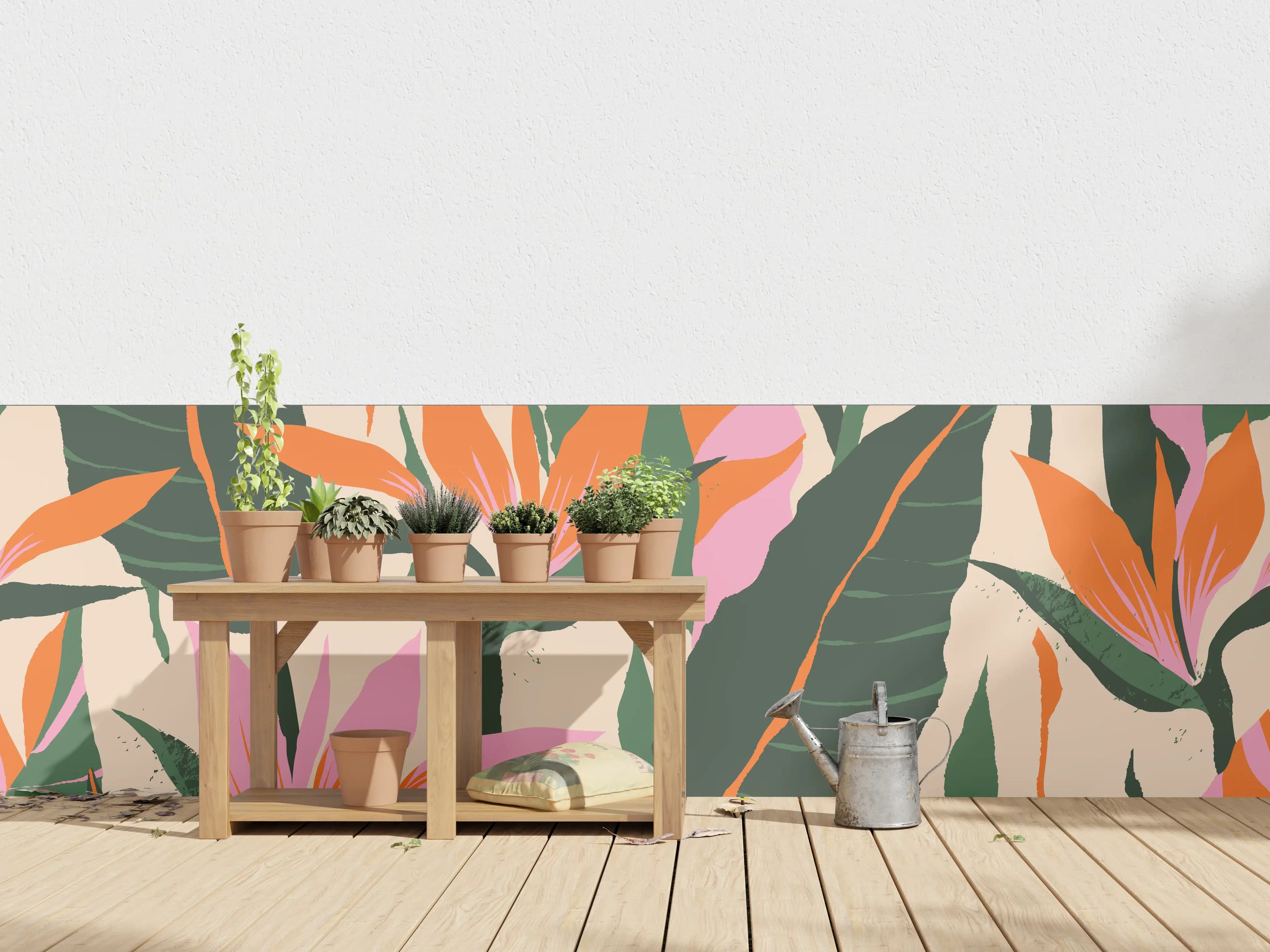 Wandverkleidung außen - Strelitzia Tropische Blütenornamente