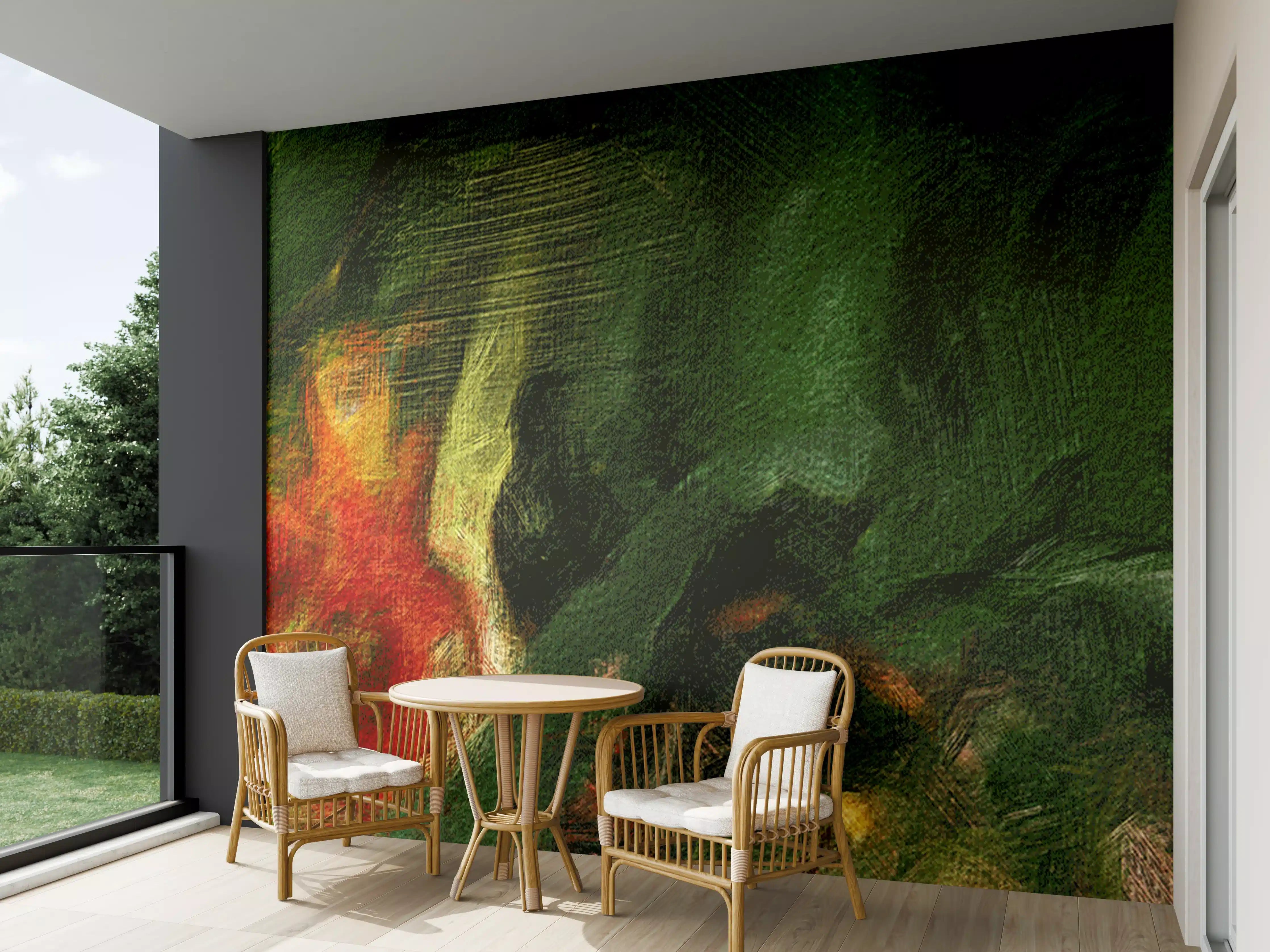 Wandverkleidung außen - Surreale Grüntöne Öltextur