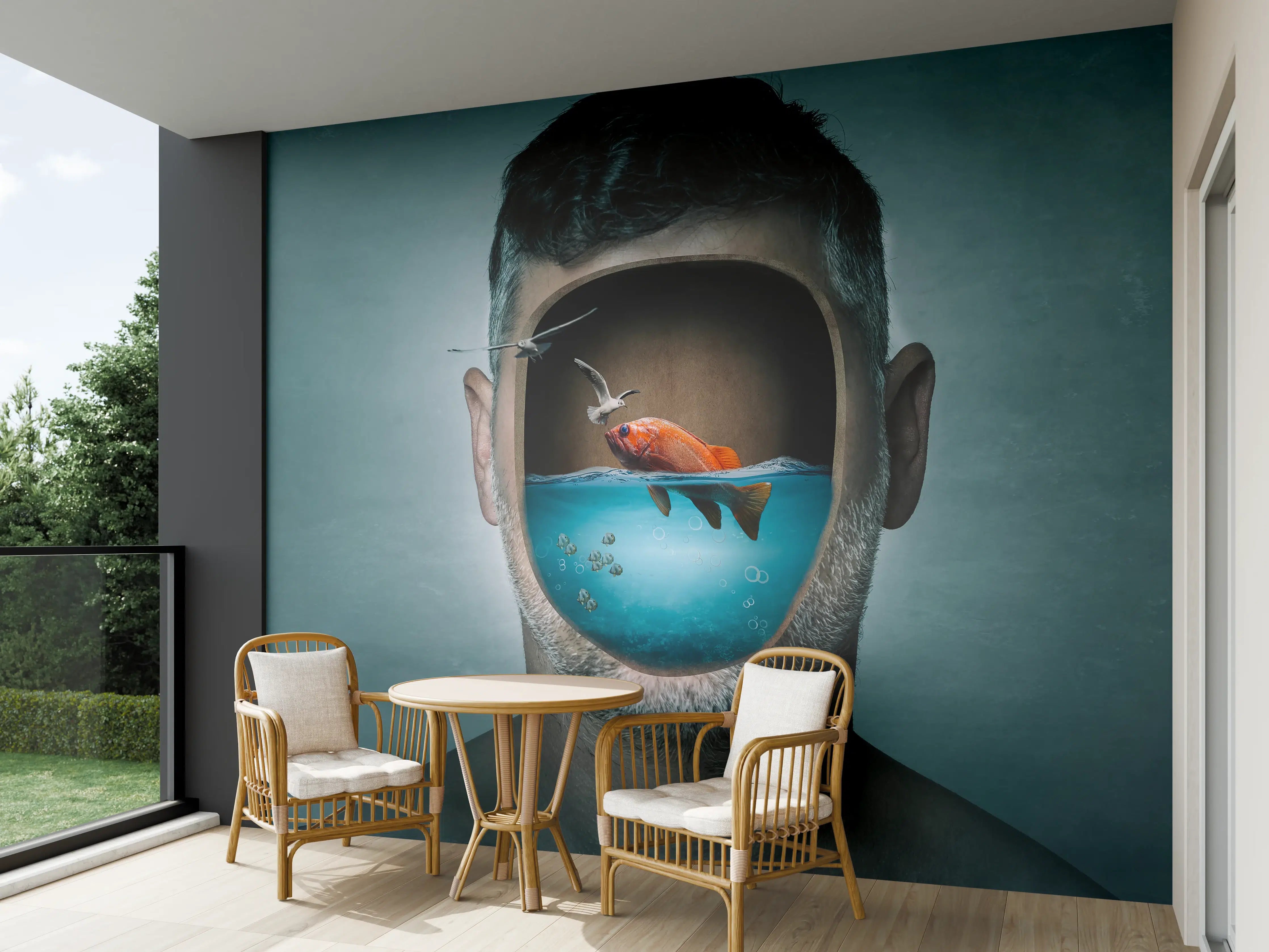Wandverkleidung außen - Surreales Wasser-Gesicht Porträt