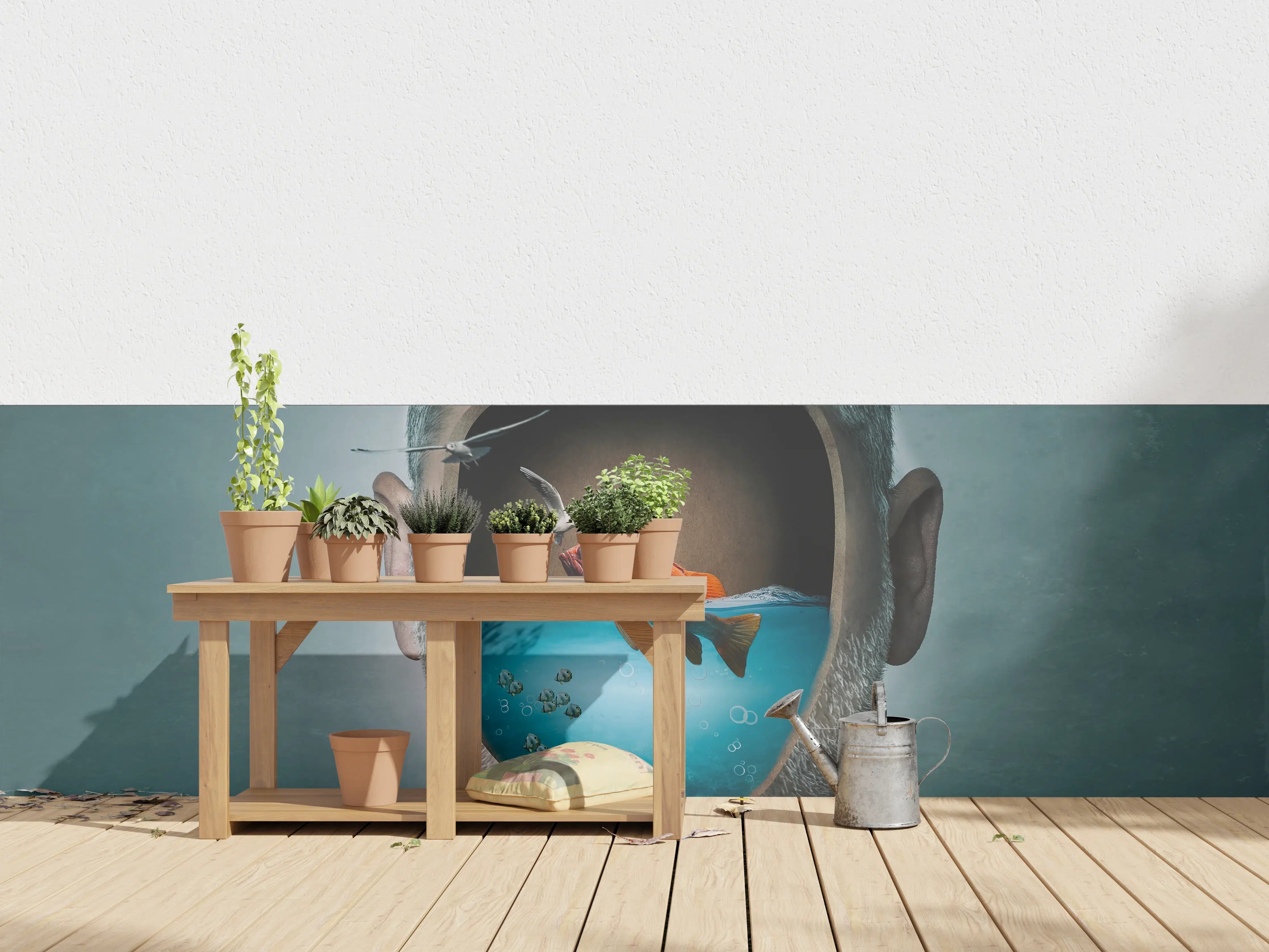 Wandverkleidung außen - Surreales Wasser-Gesicht Porträt