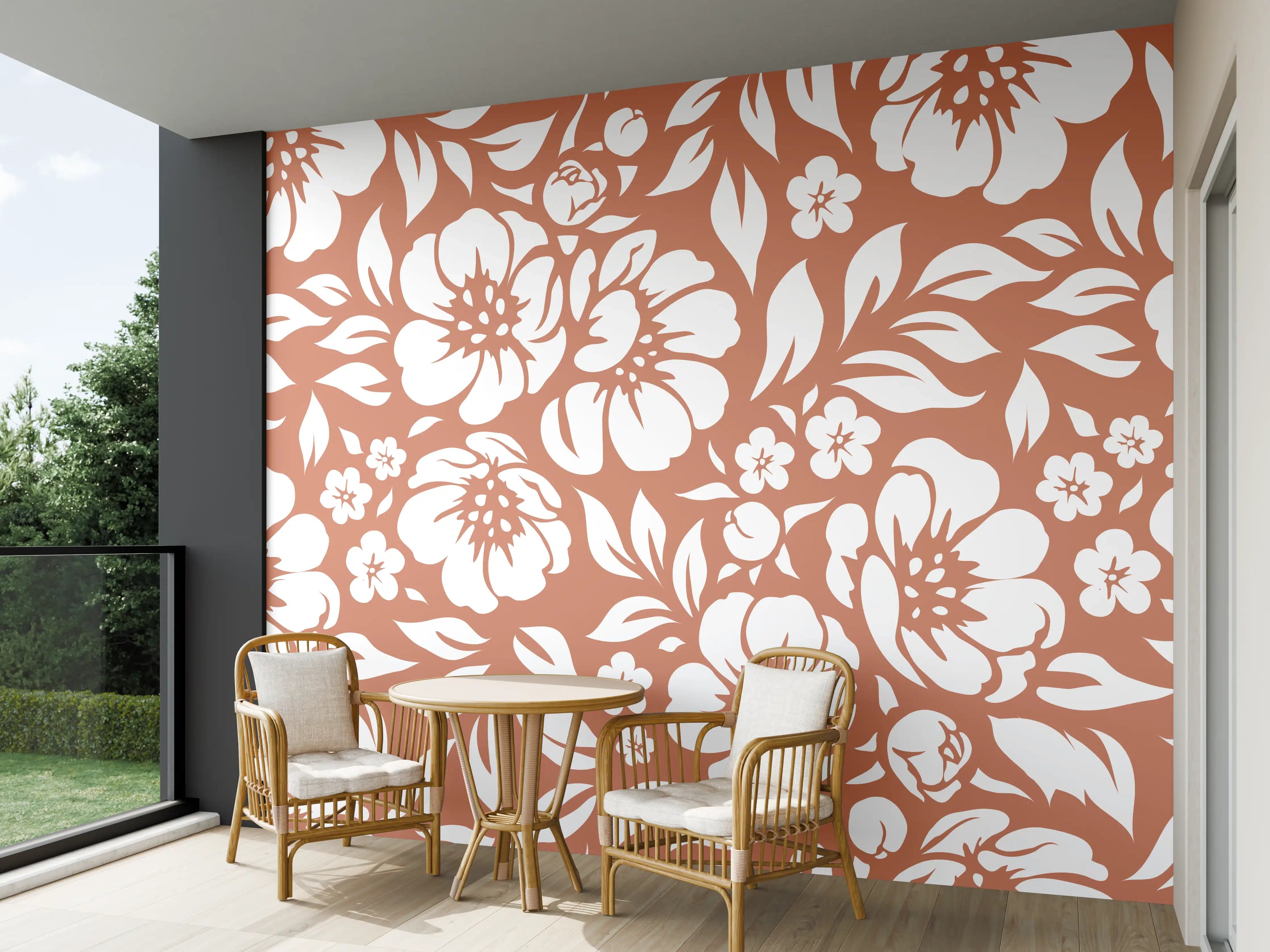 Wandverkleidung außen - Terracotta-Florale Wandgestaltung