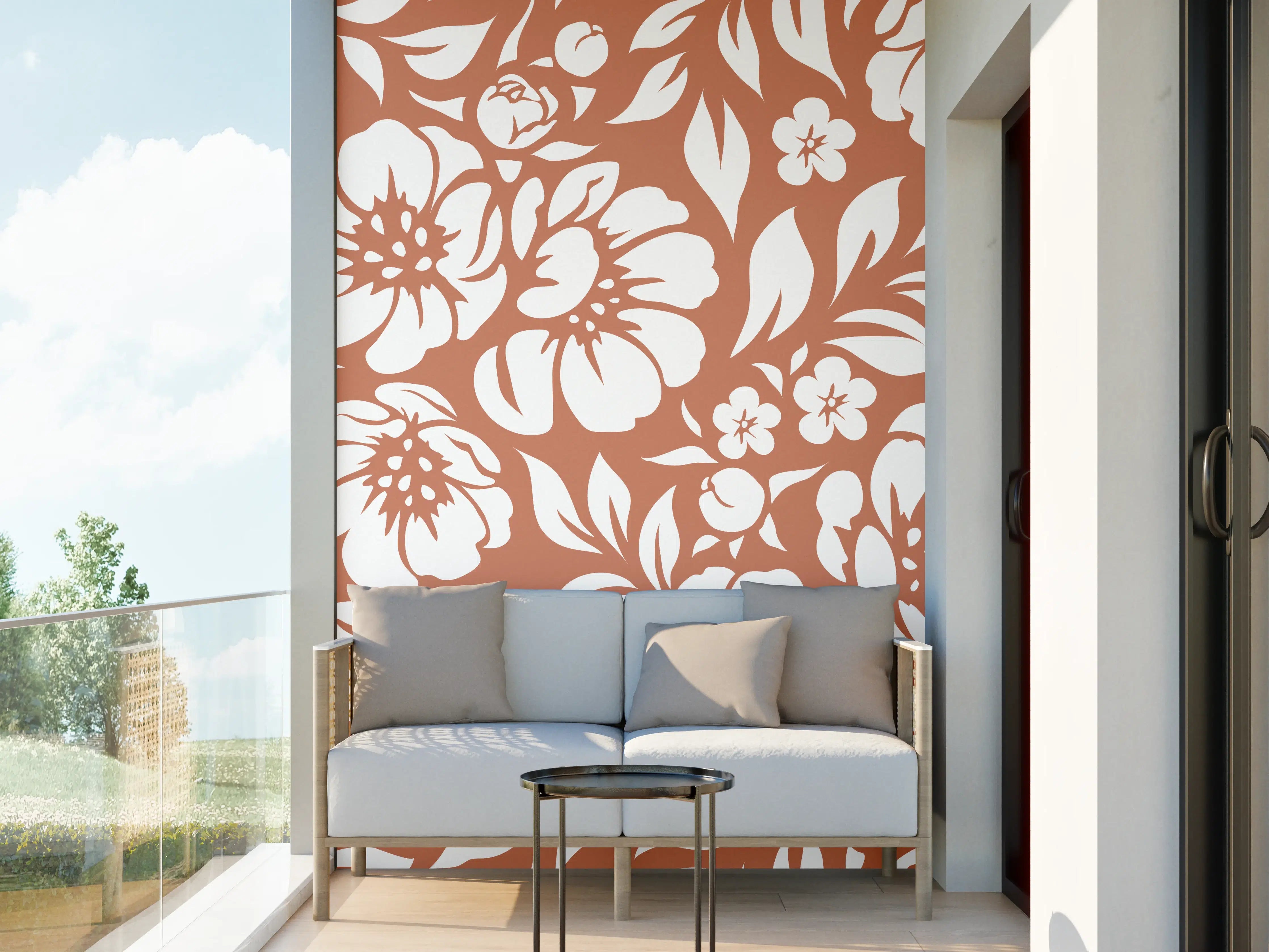 Wandverkleidung außen - Terracotta-Florale Wandgestaltung